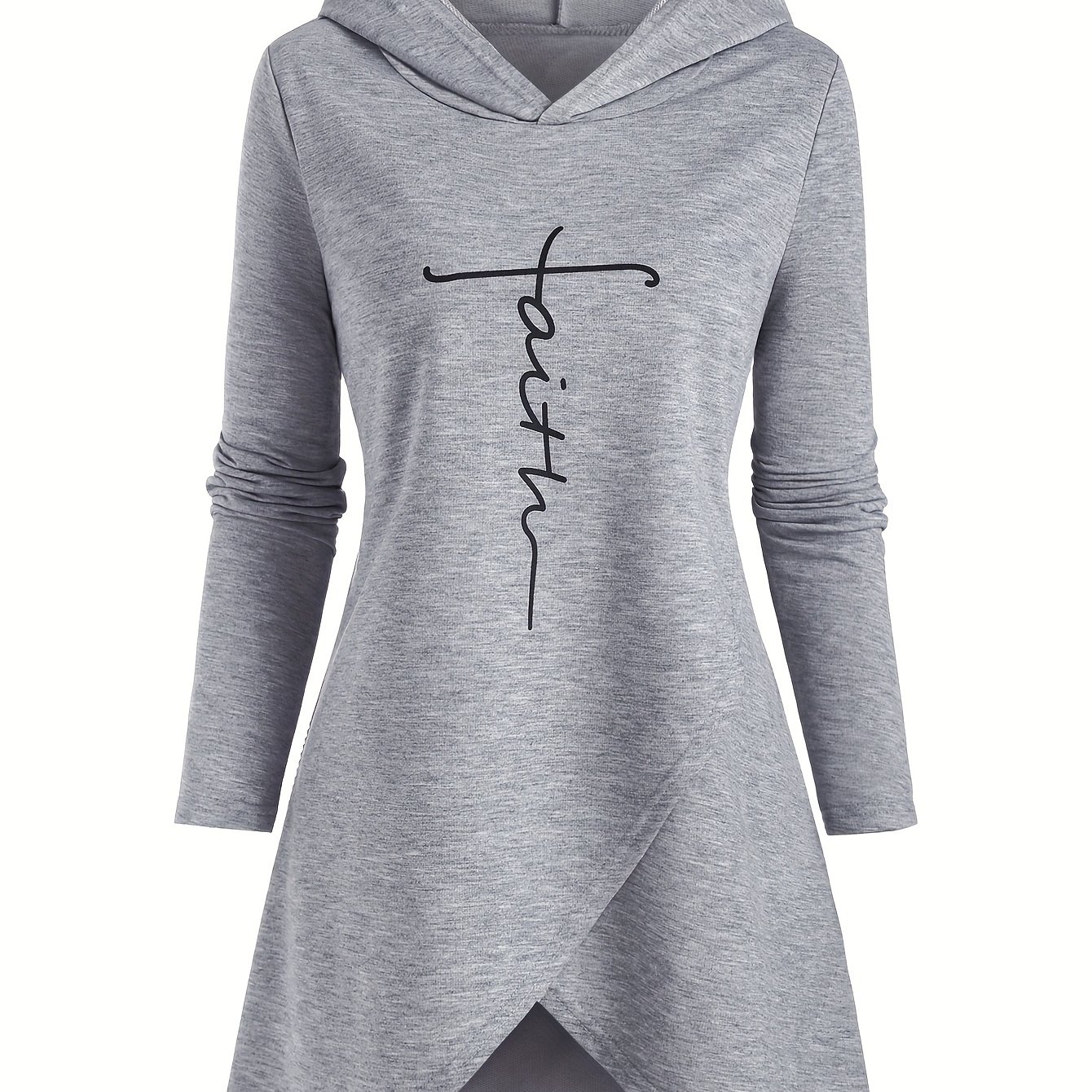 Women's Front Cross Casual Letter Print Long Sleeve Hoodie