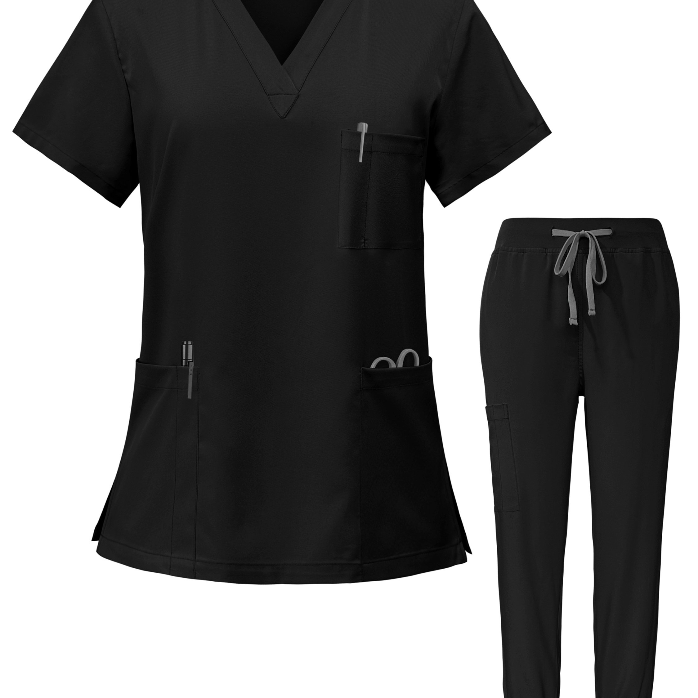 TEMU Nurse Scrubs Uniforms V-neck Top Jogger Pants Scrub Sets Surgical Workwear Dentist Nursing Suit Hospital Doctor Work Clothes