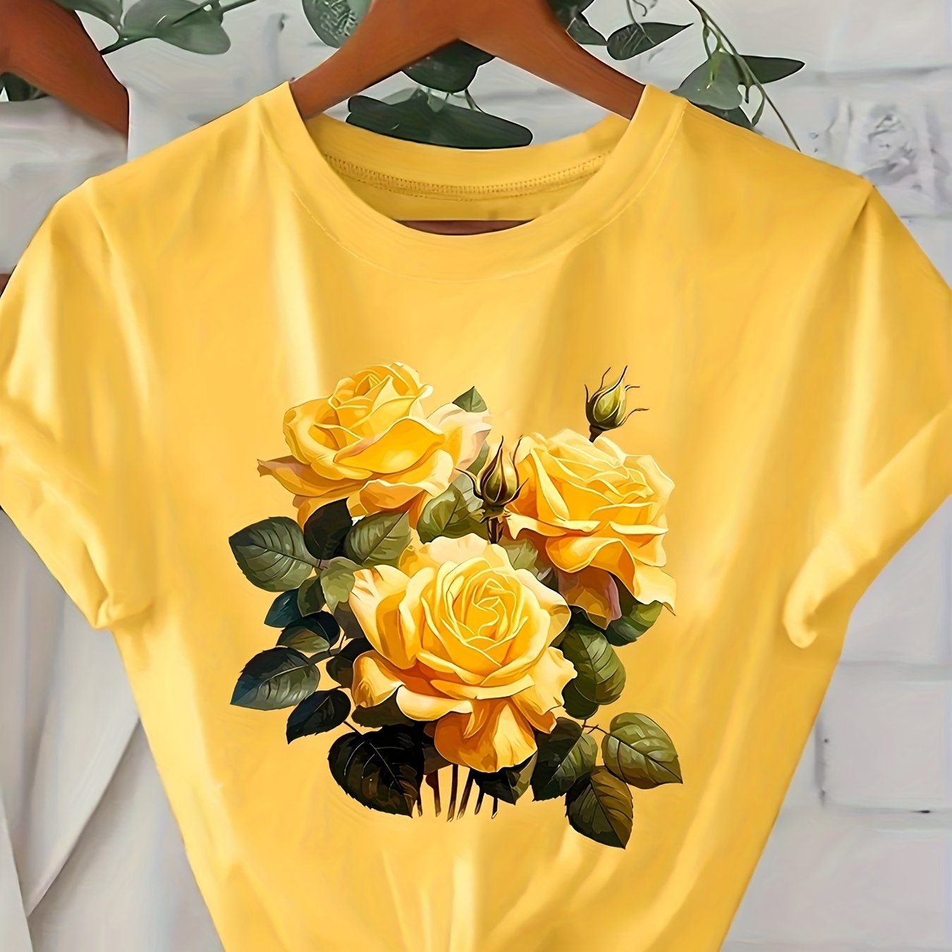 TEMU Pattern Printed T-shirt - Comfortable Crew Neck, Lightweight Short Sleeves, Spring And Summer Fashion Essential - Must-have Casual Item