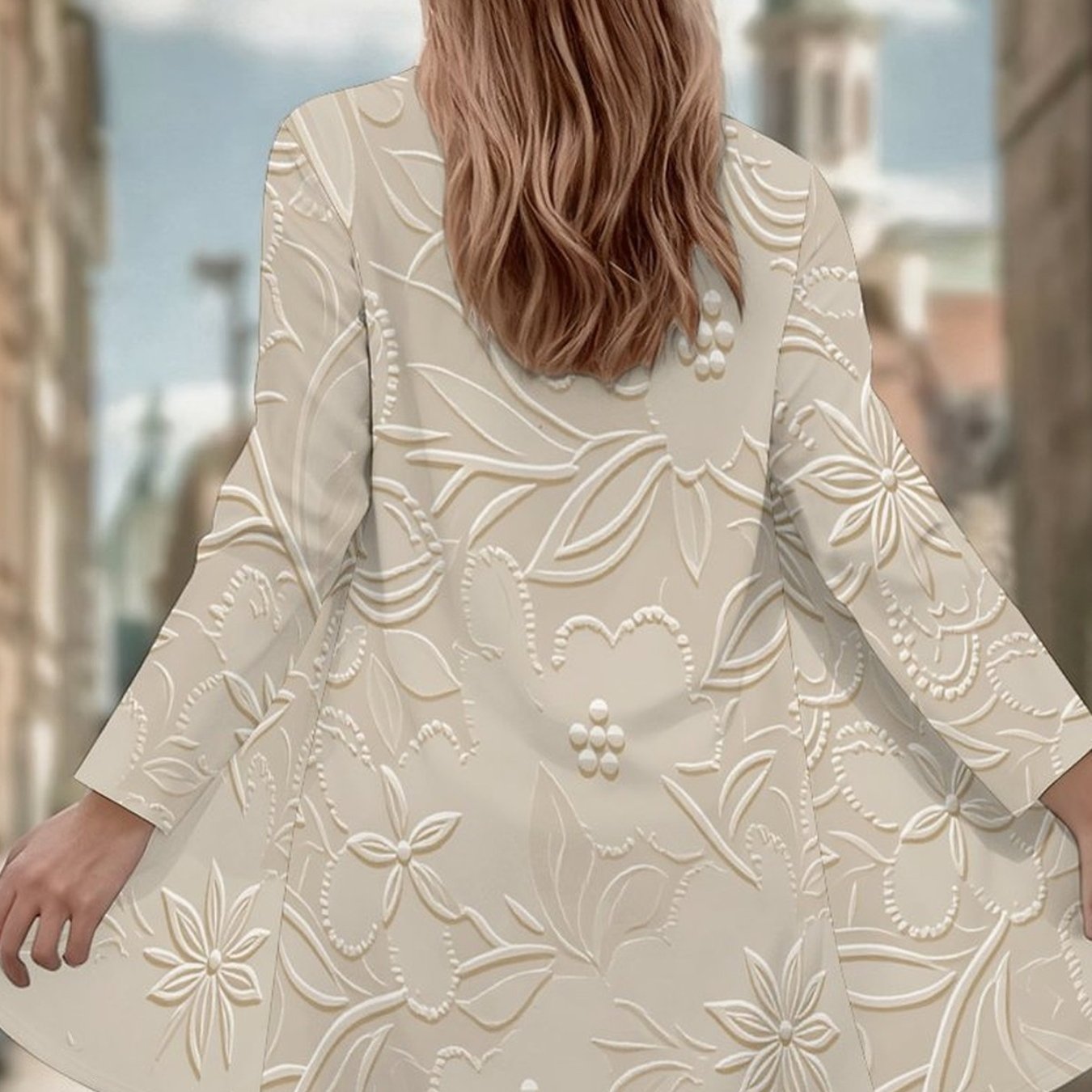 Plus Size - Plus Size - Spring And Autumn Oversized Women's Long Sleeve Cardigan Coat - Classic Trendy With Printed Design, Perfect For Daily Wear, Office, And Travel