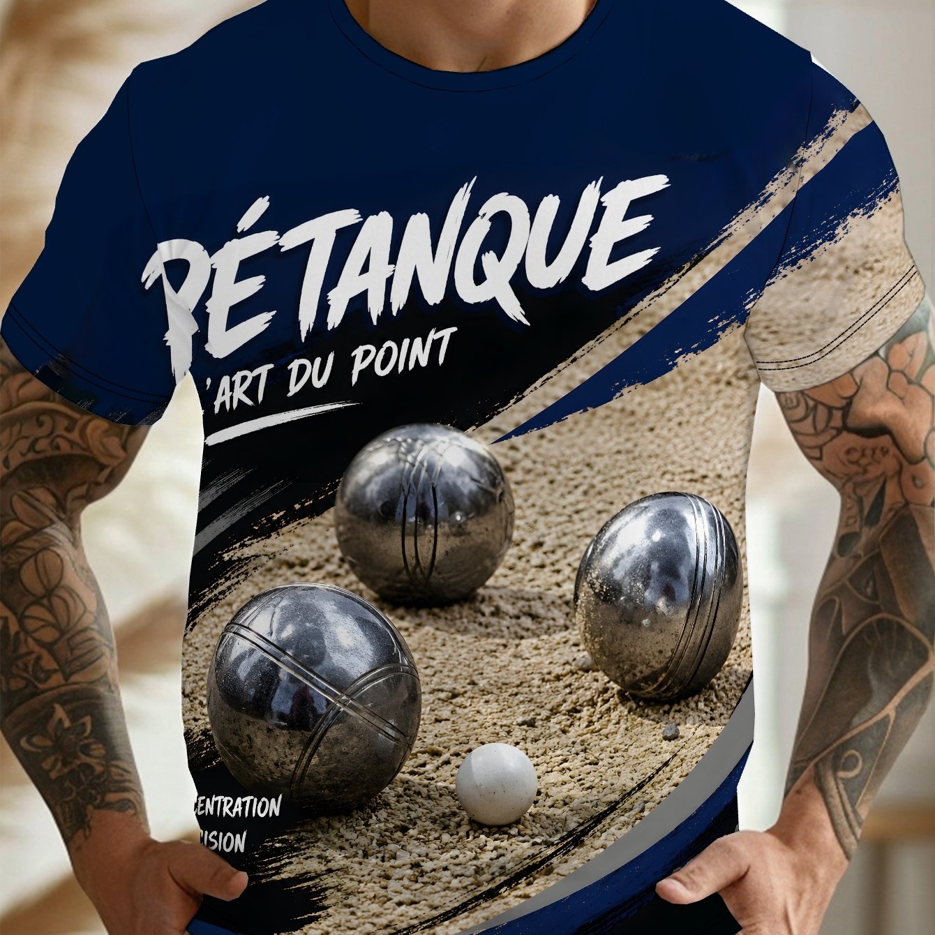 TEMU T-shirt TEEDIY pour Homme Boules - Imprimé Intégral Pétanque, T-shirt d'Été Décontracté à Col Rond Adapté aux Sports de et à Décontractée, Coupe