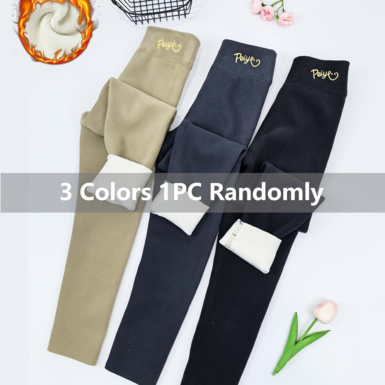 Image of 1pc/random Color/fall Winter Fleece Thickened Girls' Leggings, Classic Fashion Versatile Windproof Trousers Pants For Outdoor, Fall Winter Clothing Kids' Trousers