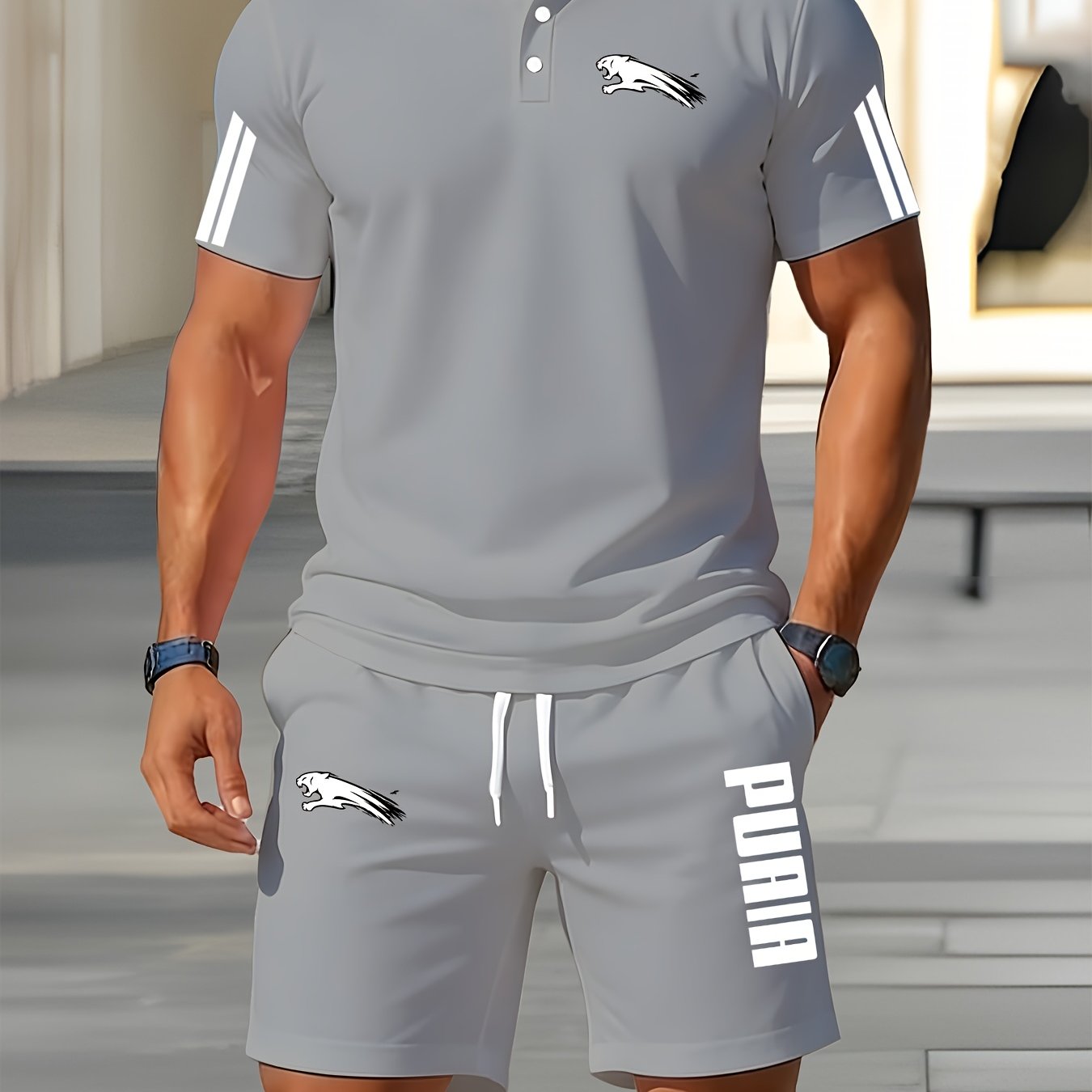 TEMU Morning Workout Preferred 2pcs Set For Men, Outdoor Temperament Full Set