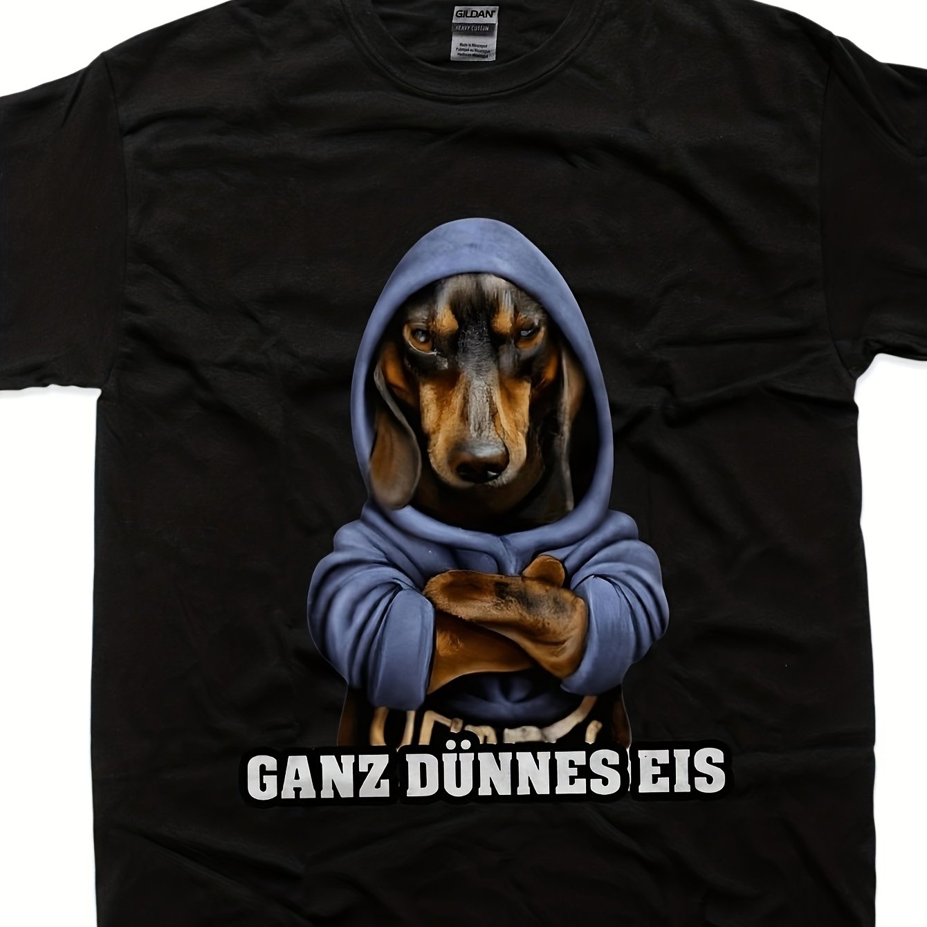 Men's Funny Dachshund In Hoodie T-shirt - German Dog Lovers Tee With "" Slogan & Casual Loose Fit Round Neck Shirt | Short Sleeve Graphic Top For Dachshund Owners, Plus Size