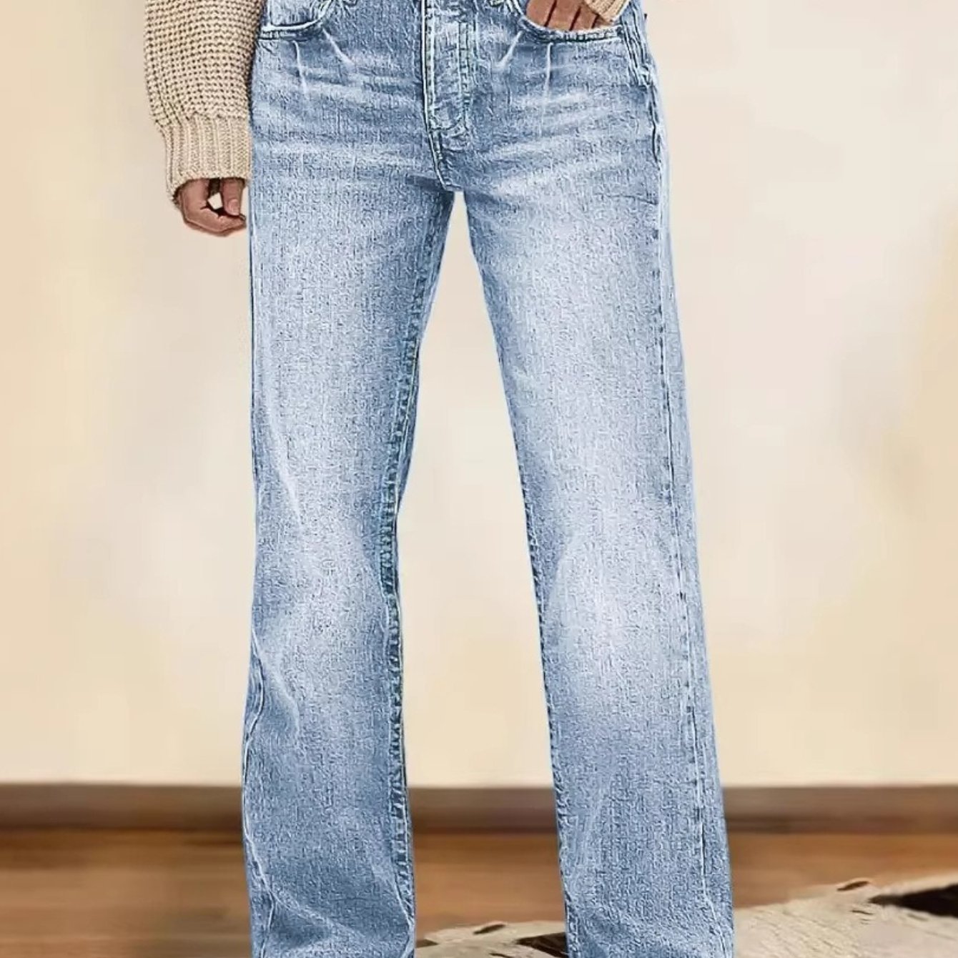 2026 Spring High-waisted Narrow Wide-leg Jeans, Loose For Commuting, Women's Jeans