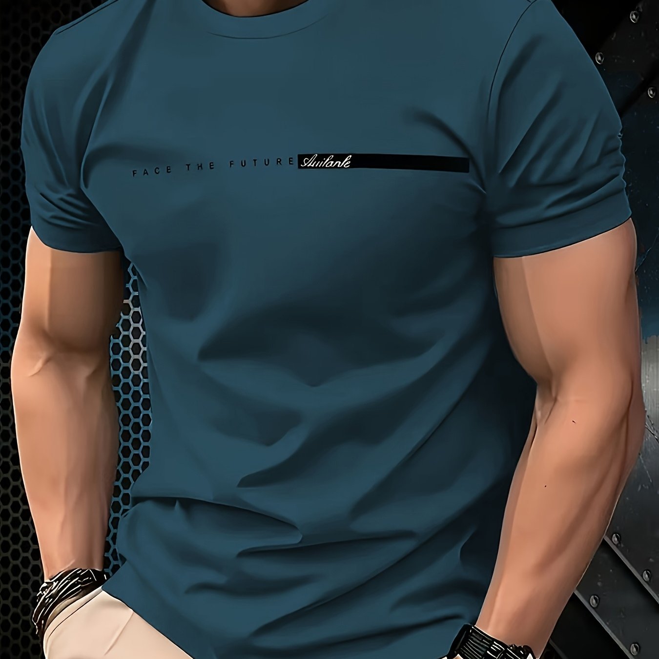 E-shop Lässiges Herren Kurzarm T-Shirt - Buchstaben Print Design, , Bequem und Vielseitig, Geeignet für Sommerliche Freizeit oder Sport
