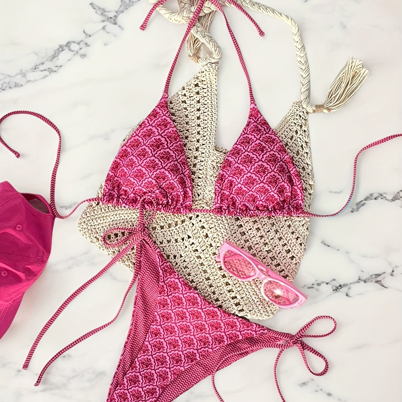 New Women's Fashion Slim Fit Comfortable Fabric Tie Mid-elastic Beach Vacation Bikini