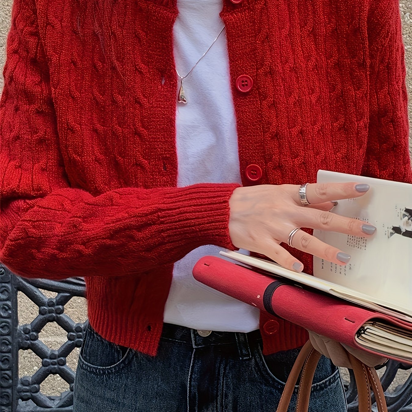 TEMU Plus Size, Sfeervolle Vintage Korte Kleur Twist Cardigan Trui Dames Bovenkleding Lente Herfst Binnenlaag College Stijl Gebreide Kleding