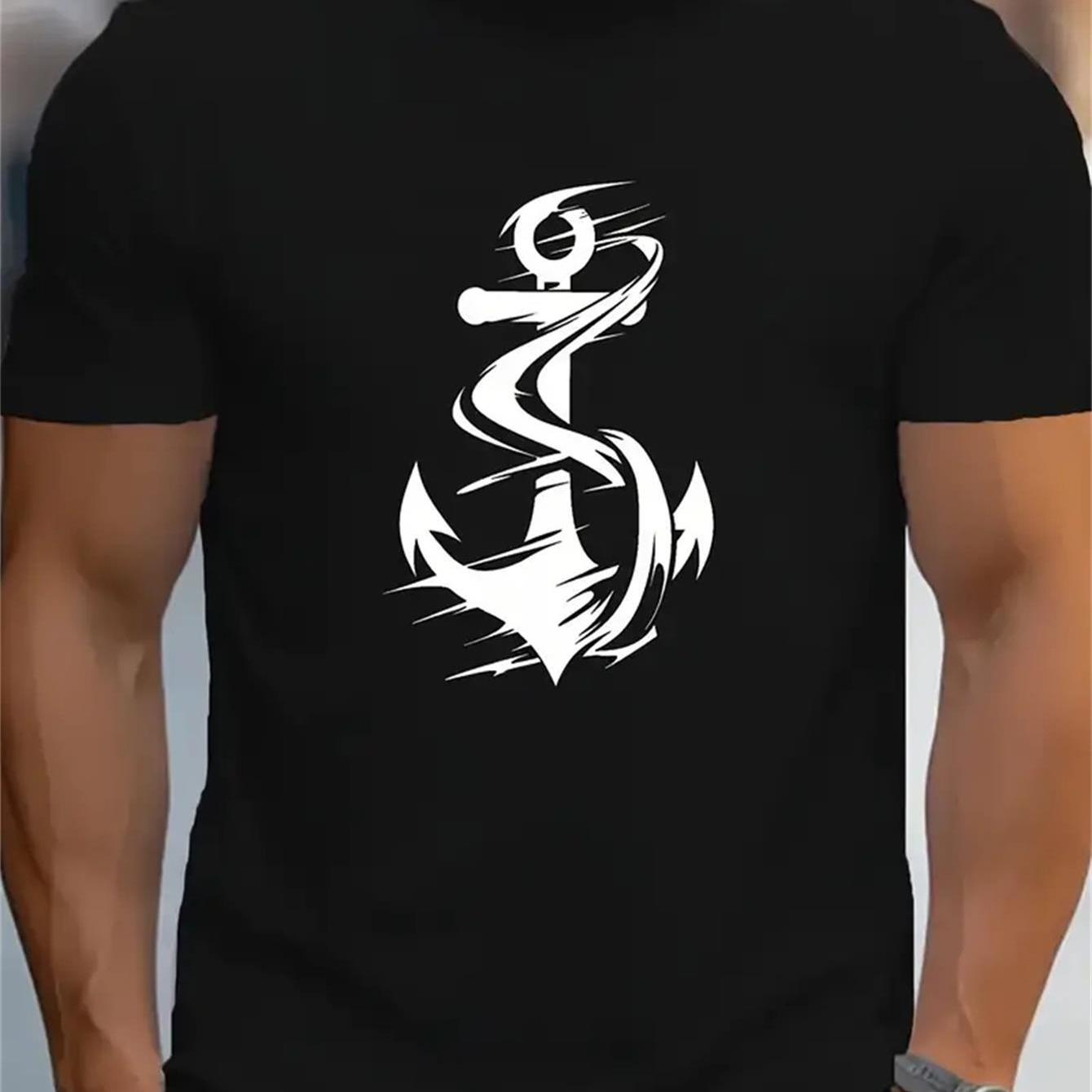 TEMU Cotton, Mens Creative Top, Casual Short Sleeve Crew Neck T-shirt, Mens Clothing For Summer Outdoor