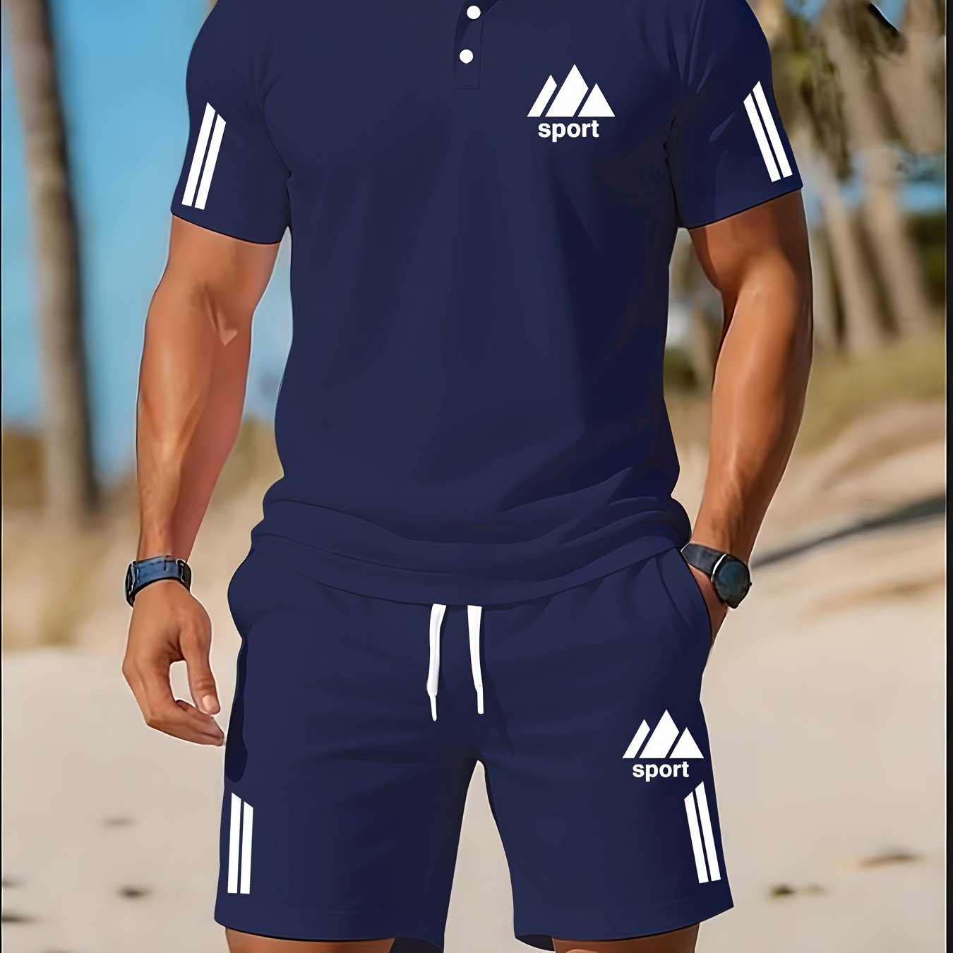 TEMU Summer Men's Golf Set, Casual Streetwear For Shopping, Date Night, Outdoor Versatile Outfit