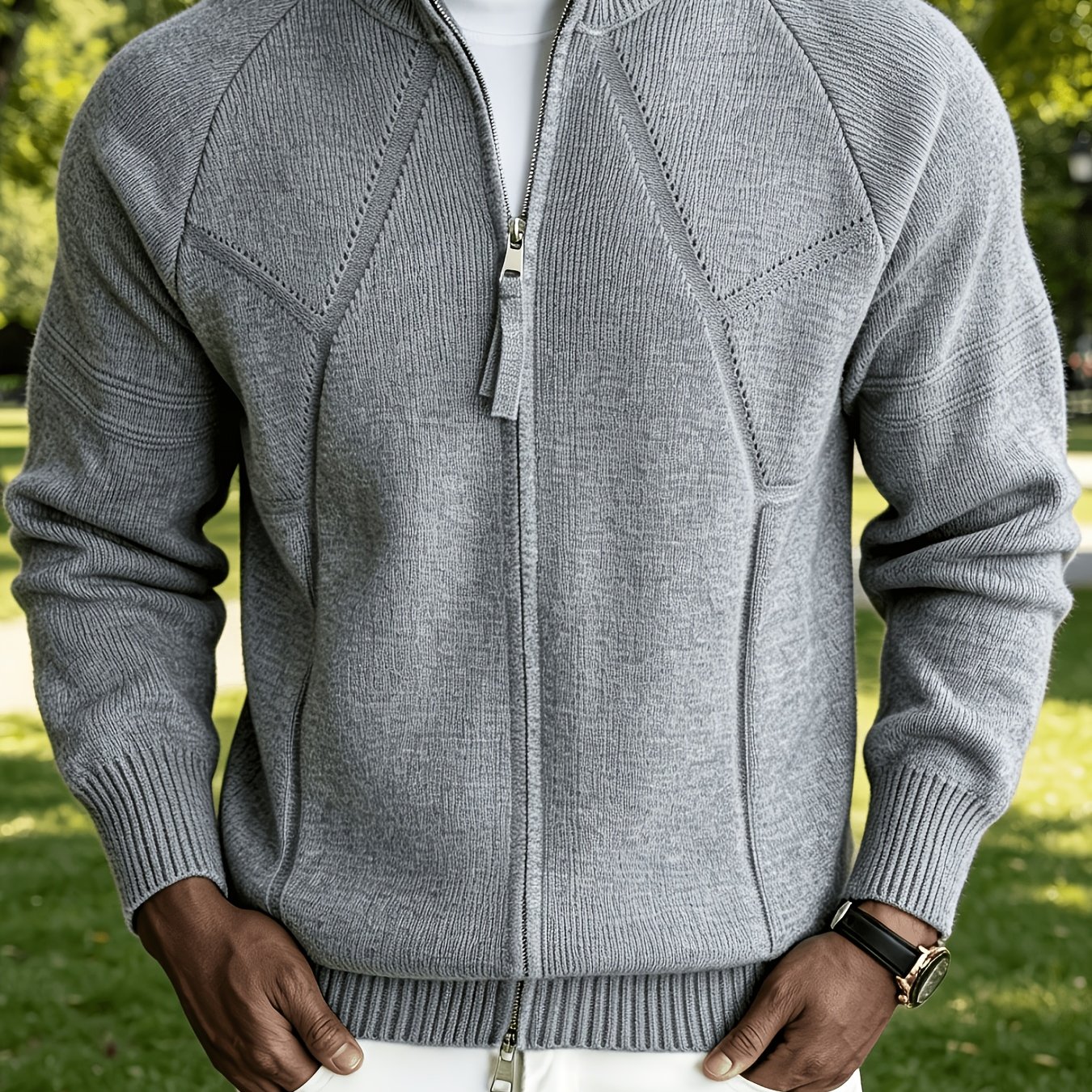 TEMU 2026 Neue Herren Herbst/Winter Strickjacke mit voller Reißverschluss, lässiger Strickpullover mit Stehkragen und Raglanärmeln, minimalistisches