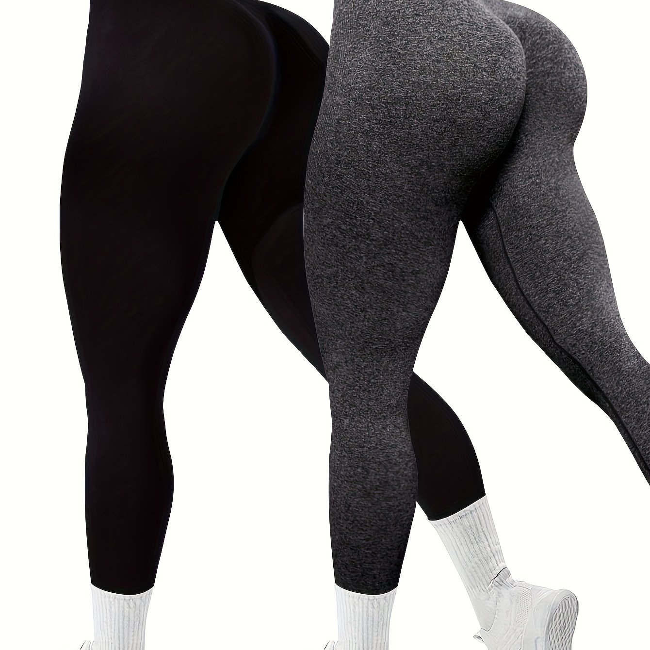 TEMU 2pcs Of Women's Sports Yoga Pants, Basic Solid Color Seamless High Waist, Hip Lifting Elastic, Breathable Sports Leggings, Suitable For Gym,