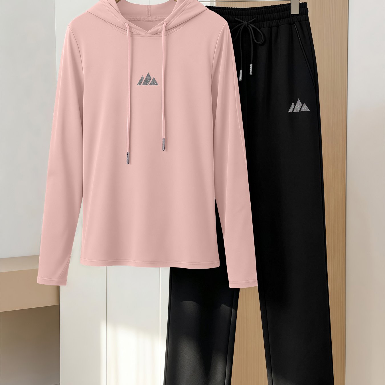 TEMU Mountain Women's Hoodie Long Sleeve And Long Pants Set, Summer Trendy Fashion Printed Loose Fit Breathable Casual Sporty Versatile Hooded Long