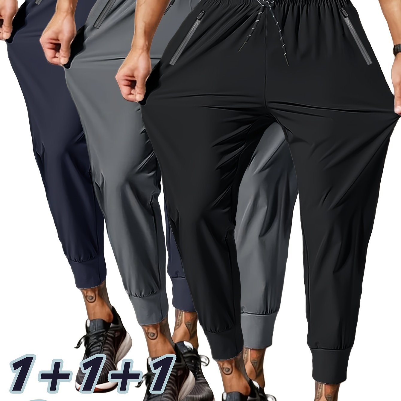 E-shop 3er-Pack Freizeithosen für Herren, trendige, modische, vielseitige, schlichte, atmungsaktive lange Hosen für Fitness Laufen