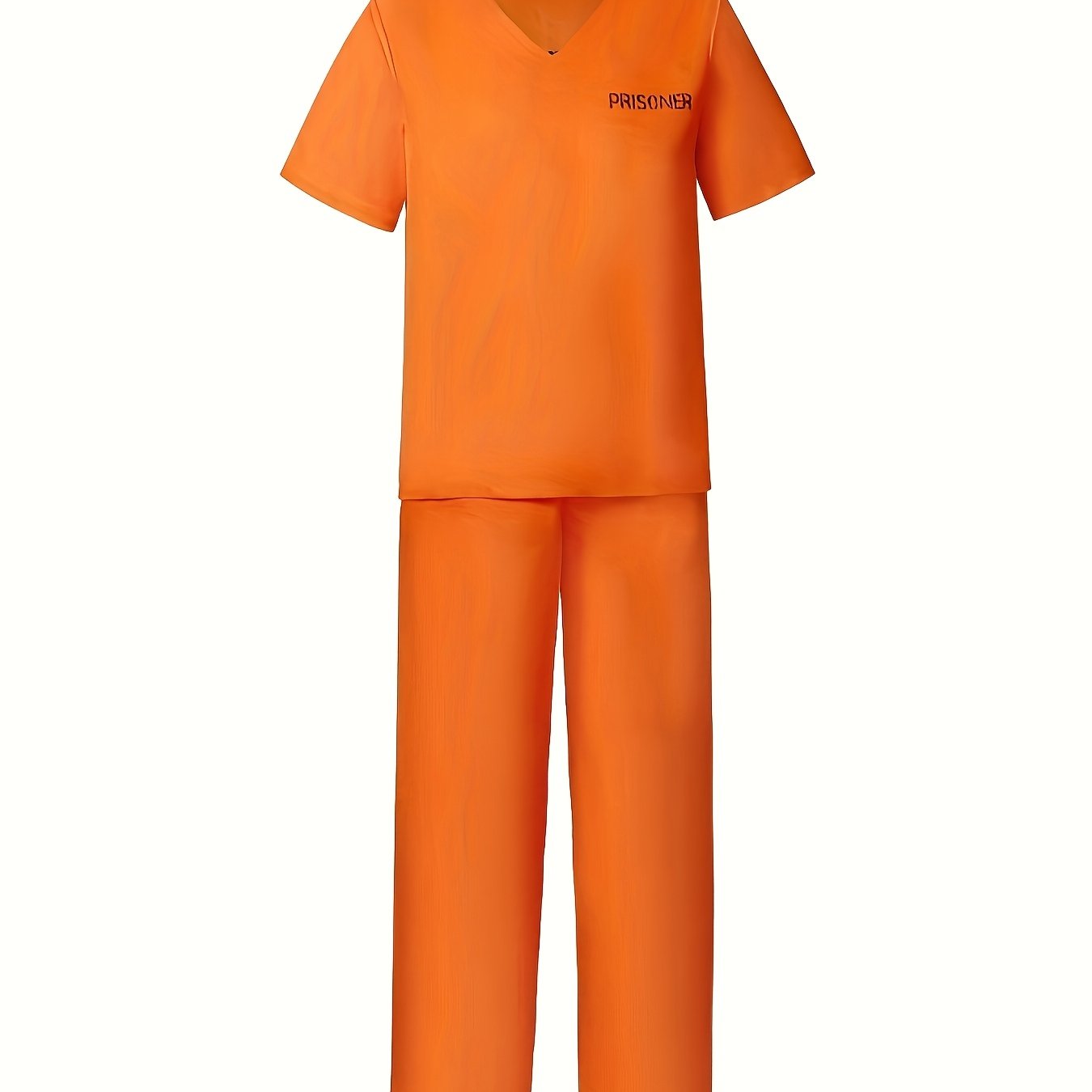 TEMU Halloween Adult Prisoner Costume, Stage Role-play Outfit, Short-sleeve Set