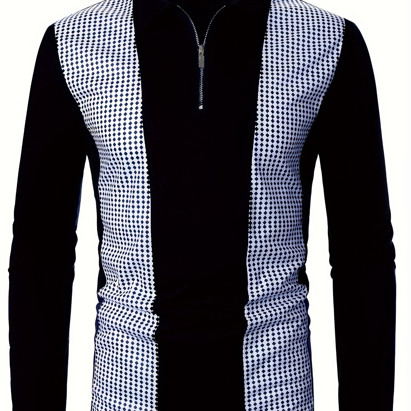 TEMU Camisa De Solapa De Manga Larga Informal Con Bloques De Color Y Estampado De Lunares Para Hombre, Primavera Y Otoño