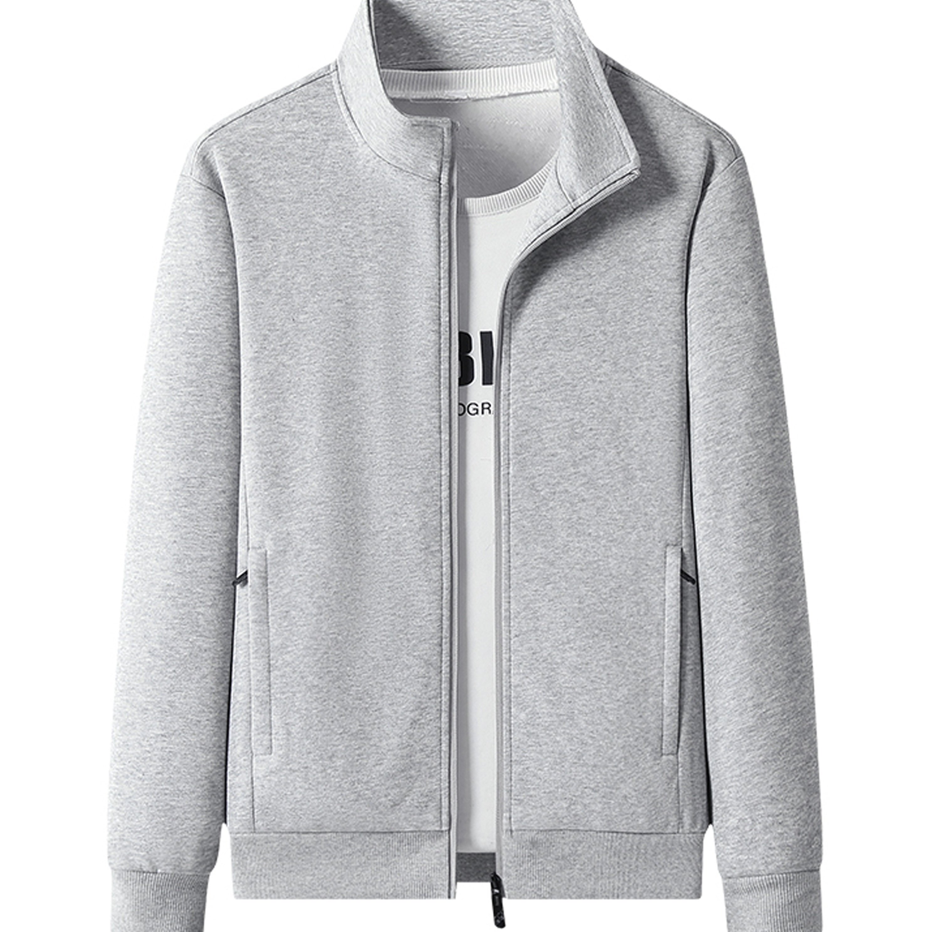 Men's Long-sleeve Sweater, 100%, Casual, Easy, Fashionable, Sports Style, Stand Collar, Cardigan Top, Plus Size