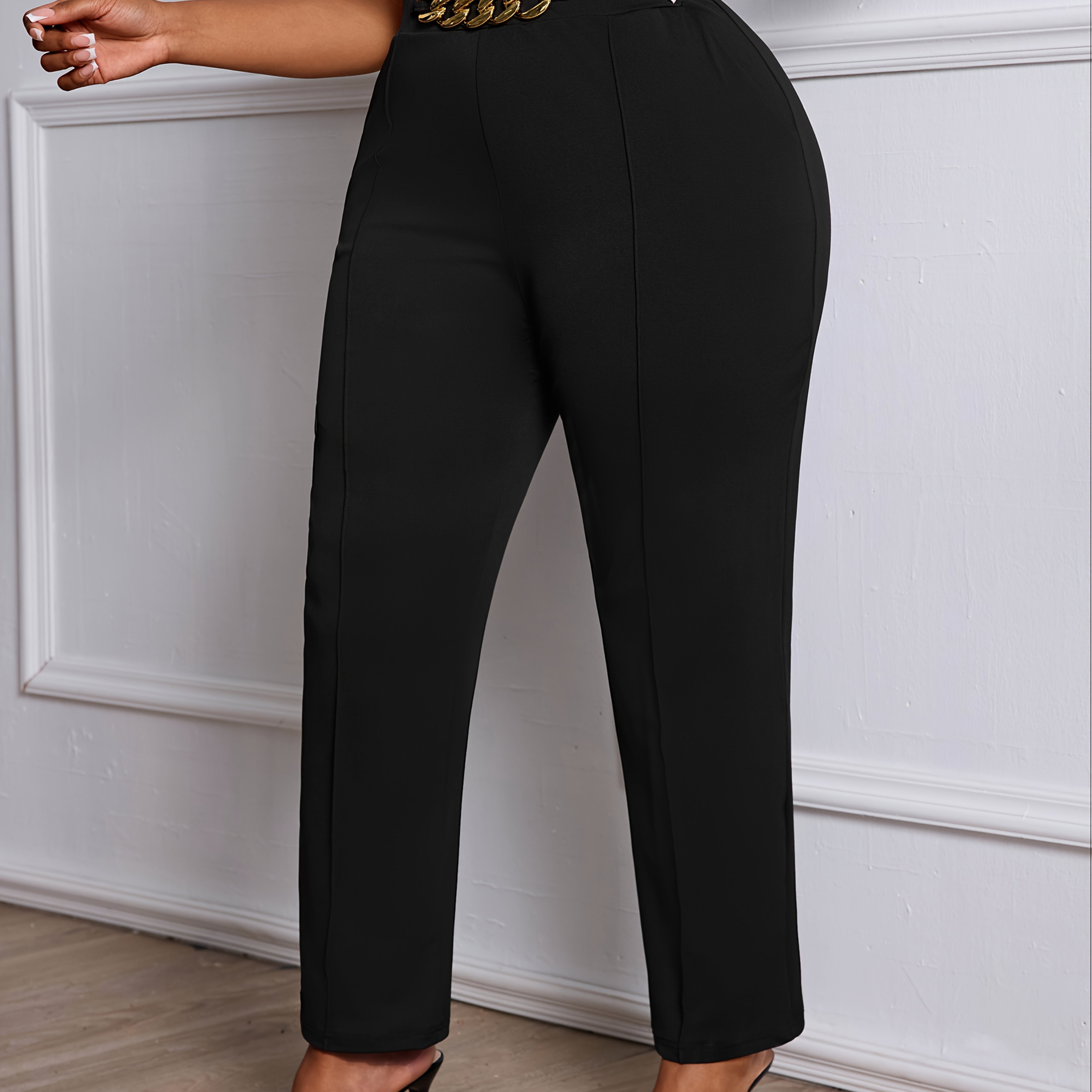 Plus Size, Women's Fashionable, Elegant, And Versatile Plus-size Commuter Trousers With A Sophisticated Design