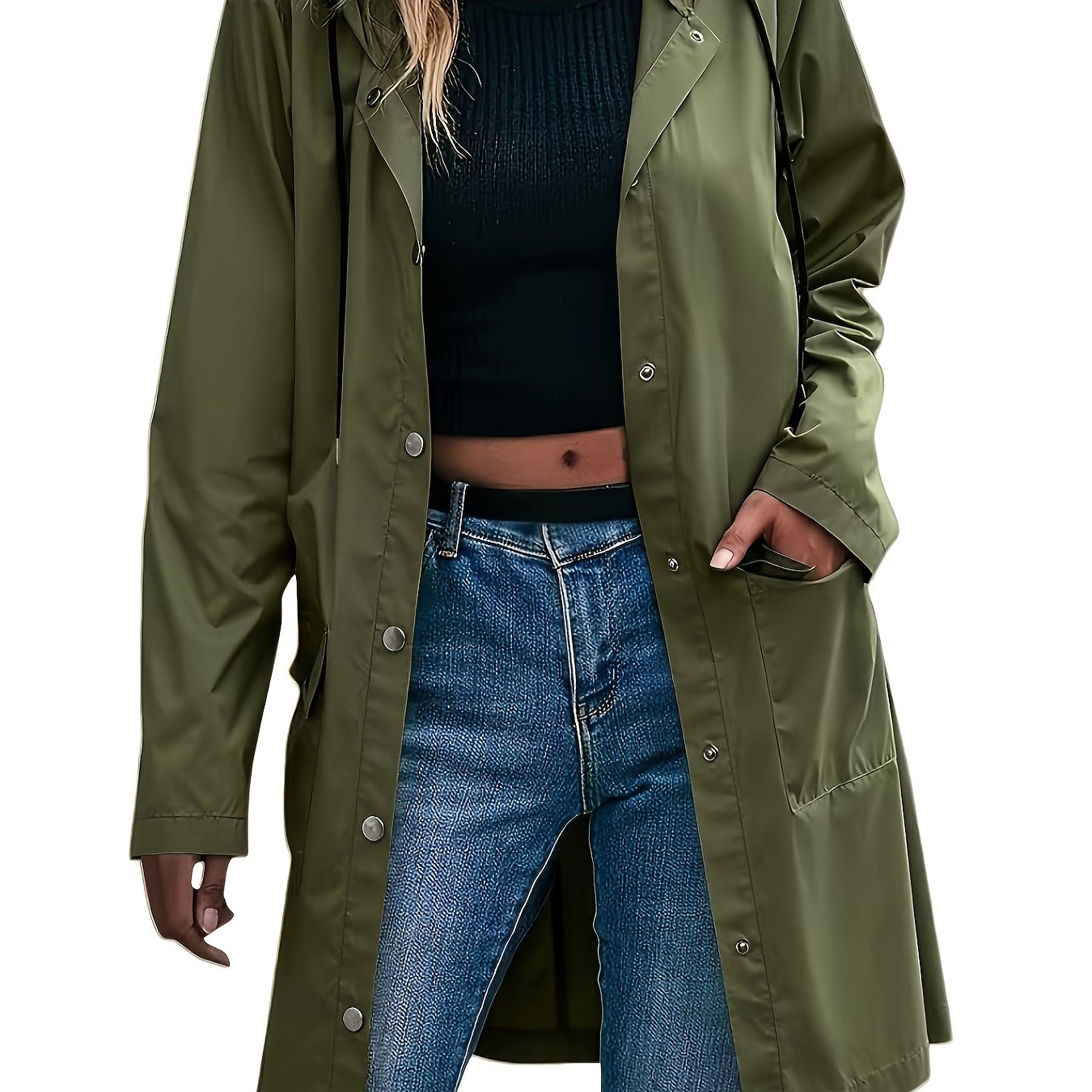TEMU Women's Long Windproof Breathable Lightweight Outdoor Jacket Hooded Windbreaker