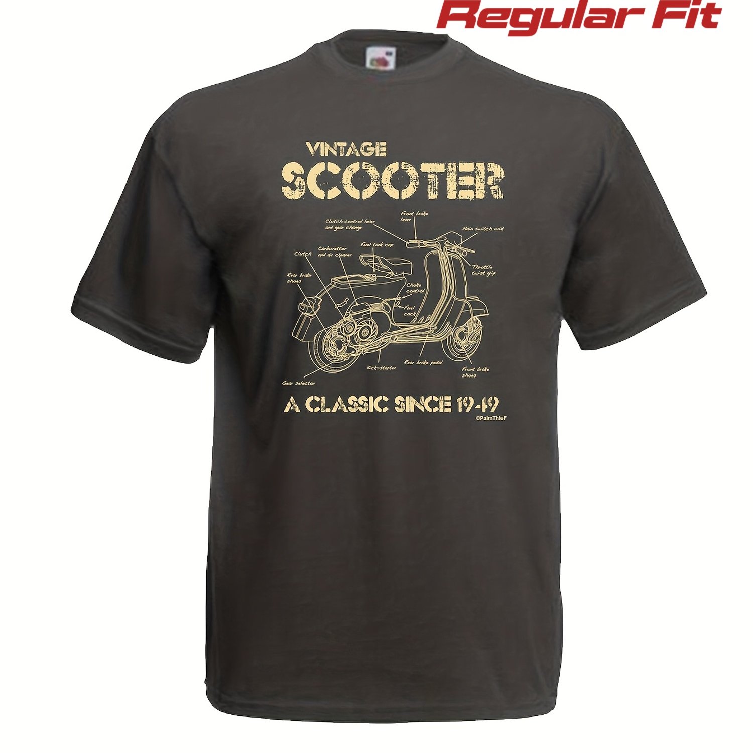 Vintage Scooter T-shirt 1949 Classic Scooter Design With Scooter Blueprint & Technical Schematics - Retro Gift For Scooter Lovers, Birthday Gift For (regular Fit, Wear) - Classic (t