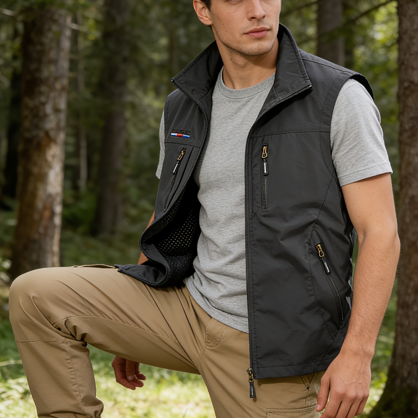 TEMU Men's Vest, Spring Summer Thin Style, Multi-functional Pockets, Multi-pocket Top, Utility Vest, Photography, Fishing, Vest Jacket Workwear,
