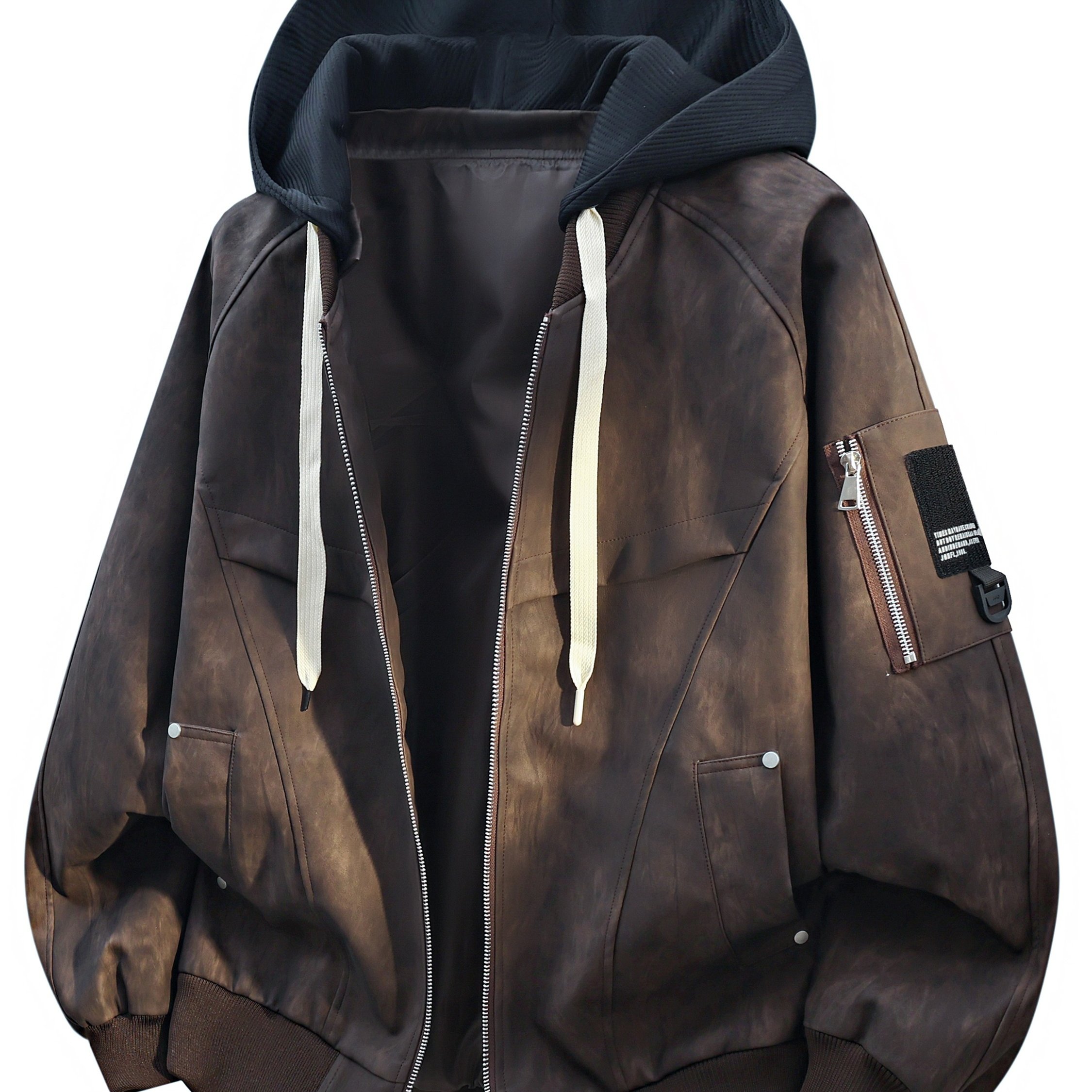 TEMU Spring New Retro Jacket Men's Removable Hood Two-piece Jacket Coat