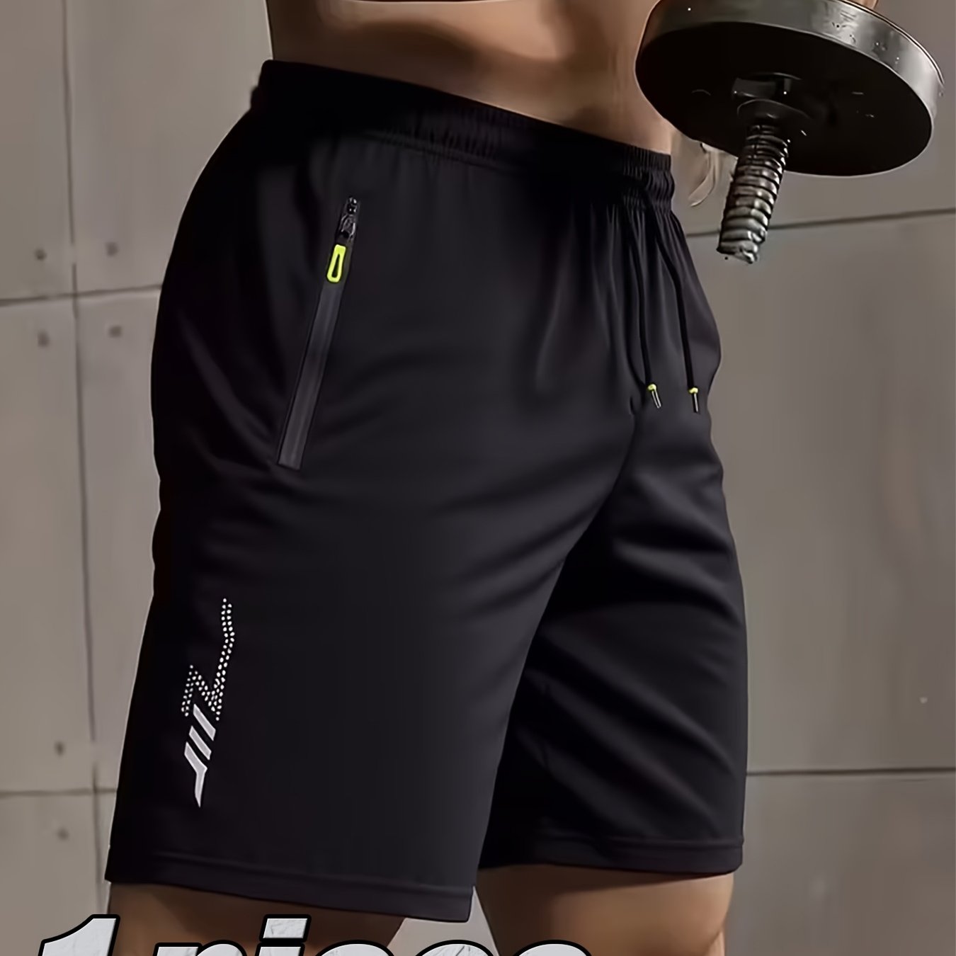 TEMU 1pc Unisex Fashion Trendy Shorts, Lightning Print On Sides, Zipper Pockets, Drawstring Waistband, Perfect For Summer Outfits, Casual Exercise,