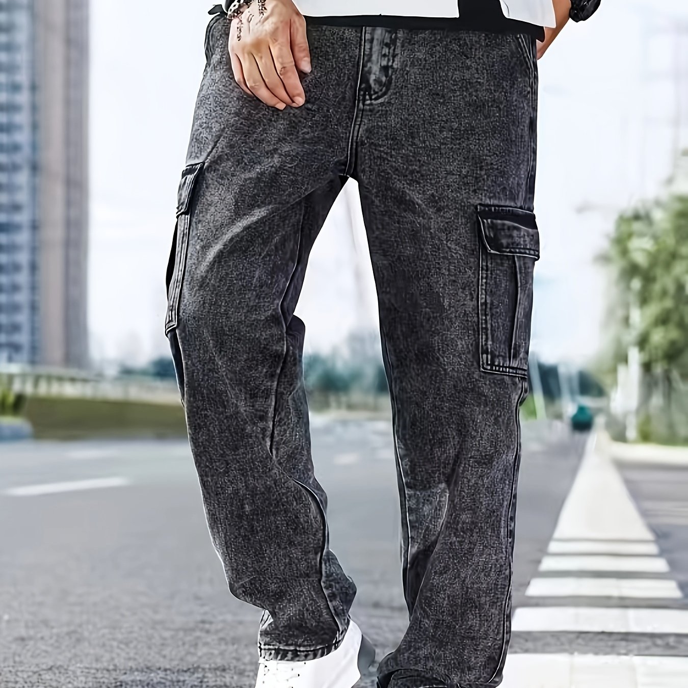 Men's Fashion Casual Multi-pocket Stir-fry Flower Print Trousers