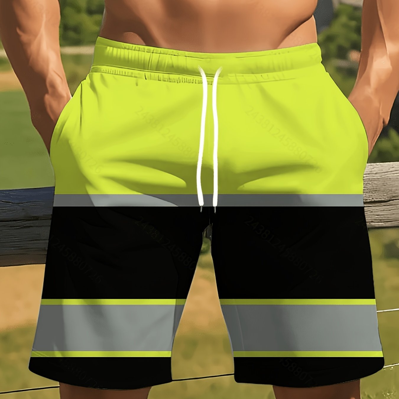 TEMU Plus-size Men's Casual Beach Shorts, Comfortable And Versatile For Daily Commutes, Stylish And Trendy Casual Bottoms, Plus Size