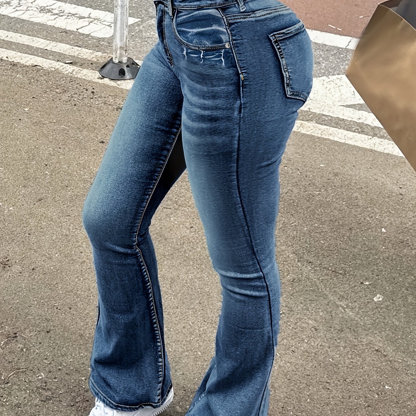 TEMU Women's Slim Fit Stretch Jeans - Vintage Fade & Body-, Everyday With Silhouette