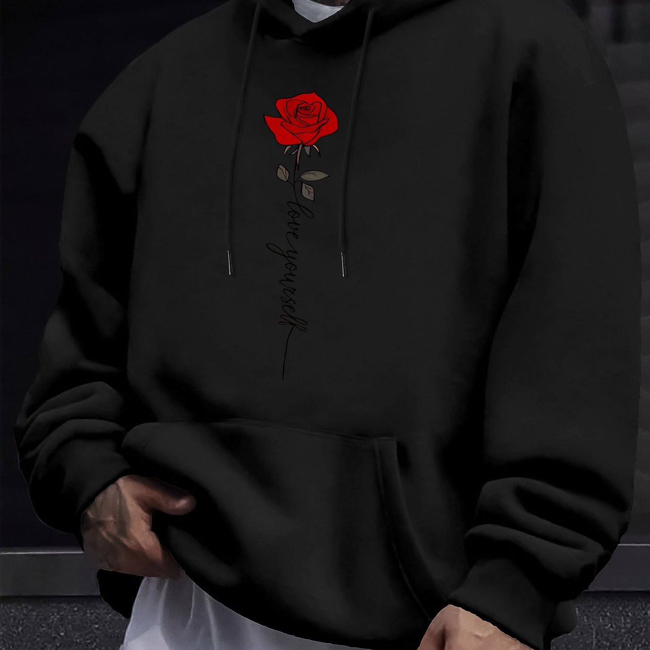TEMU Imprimé Rose, Vêtements, Chaussures et Bijoux [Mode Homme] Vêtements Homme Mode Homme Sweat à Capuche et Hoodies Mode Homme