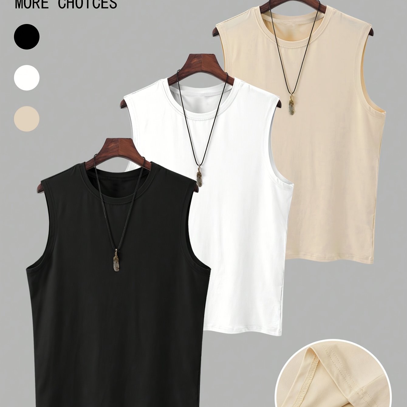 TEMU Men's Summer Casual Fitness Sports Vest 3pcs Set, Suitable For Gym, Running, And Marathon Wear