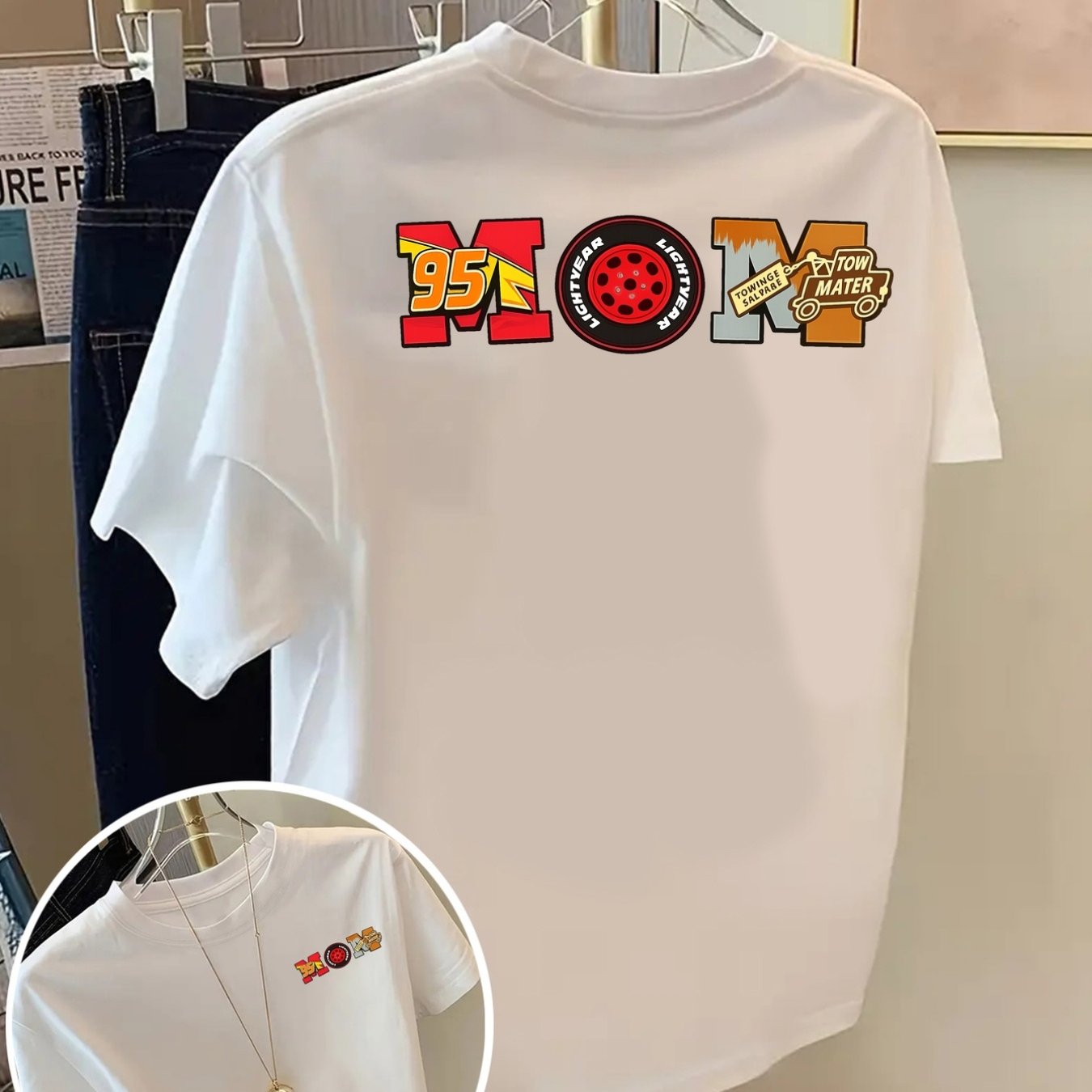 TEMU T-shirt Femme Imprimé Lettres Thème Course, Taille 95 Blanc Course Manches Courtes Col Rond Haut Décontracté, Tissu Respirant Stretch Moyen