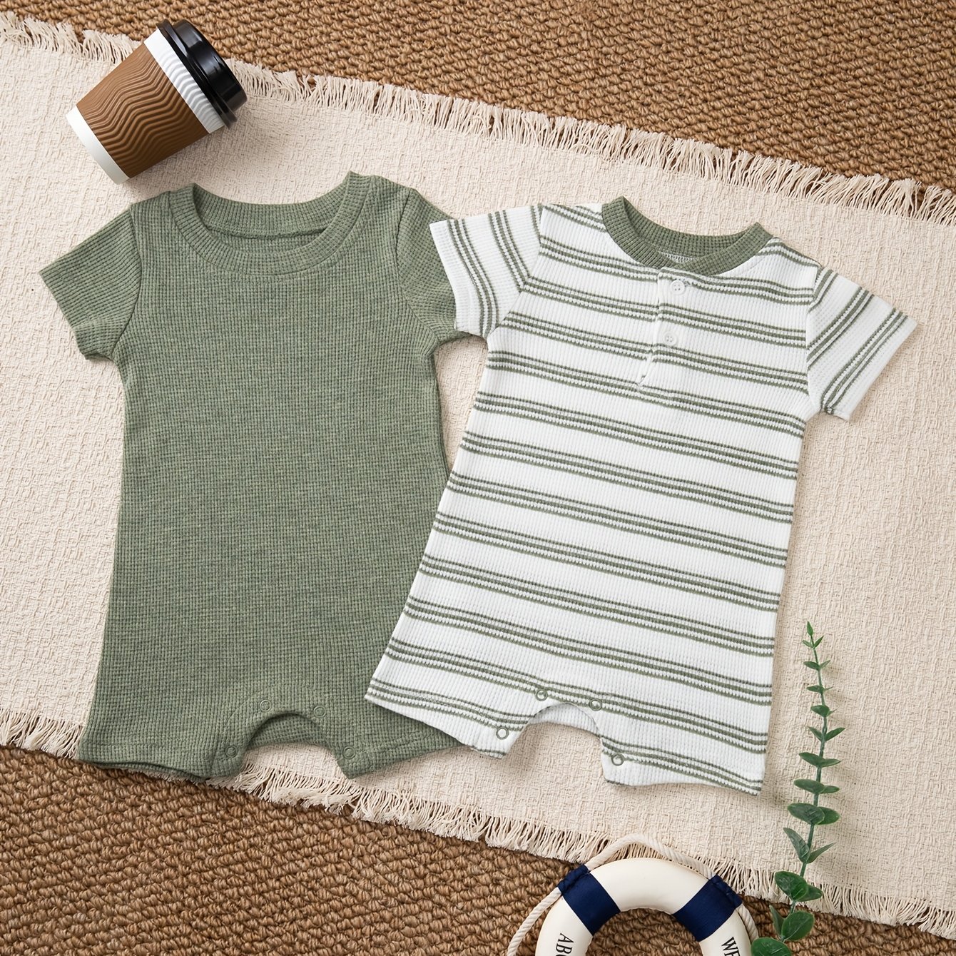 2 Bags New Baby Boy Baby Onesie For 3-9 Months Of Newborns With Buttons On Easily , Perfect For Outdoor