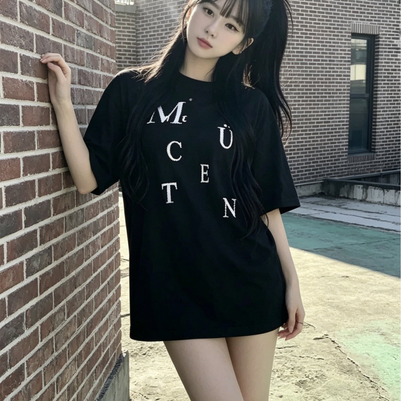TEMU 여성용 루즈핏 캐주얼 반팔 티셔츠, 스위트하고 쿨한 스트리트 스타일, 레터 프린트 패턴, 여름 일상복으로 적합, 캐주얼 다용도 풀오버 탑