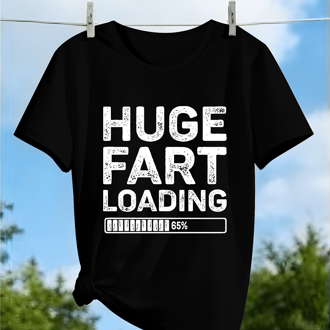 TEMU Hilarious T-shirt - "super Stinky Fart Loading" Design - Guaranteed . Elegant Casual Sportswear, Comfortable For , Featuring A Round Neck And