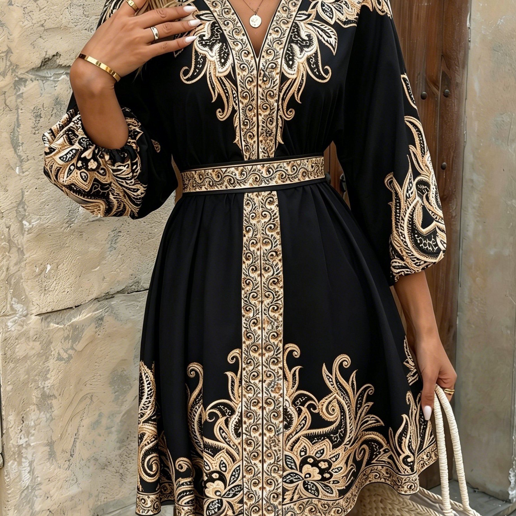 TEMU Fashionable And Elegant Printed Dress