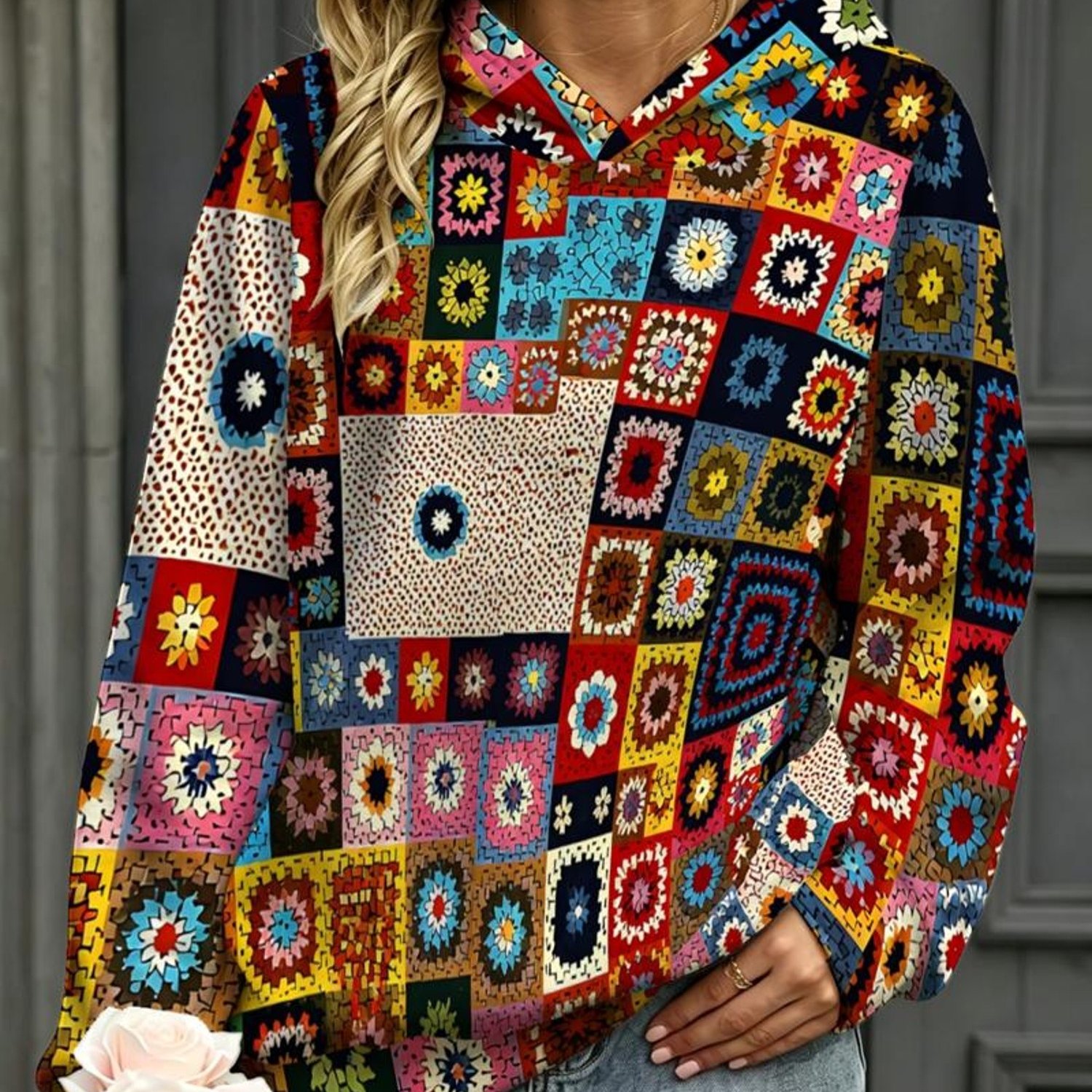 TEMU Women's Fashion Hoodie, Mixed Colors With Multiple Specifications, Vibrant Floral & - Mosaic