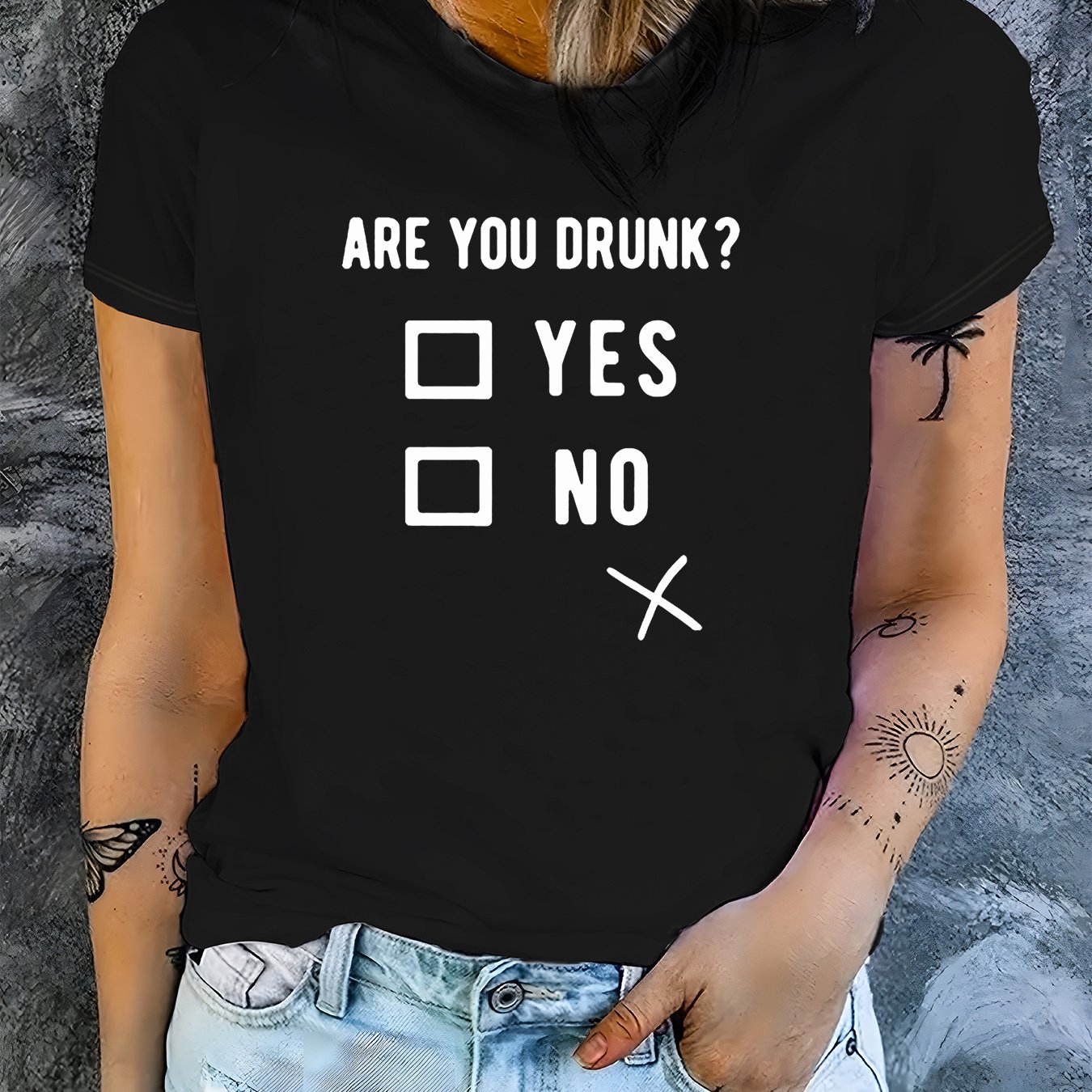 TEMU Letter Print T-shirt, Short Sleeve Crew Neck Casual Top For Summer & Spring, Women's Clothing