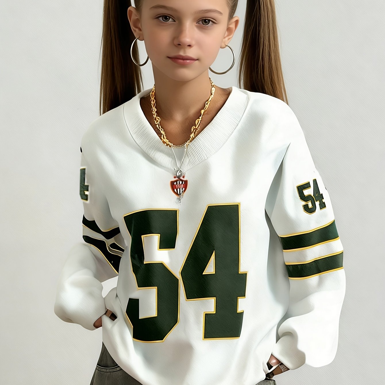 TEMU Girls' Clothing: Youth Wear, Spring New Young Girl Casual Print Sweatshirt, Spring/summer Style For Daily Wear And Casual ; Fashionable