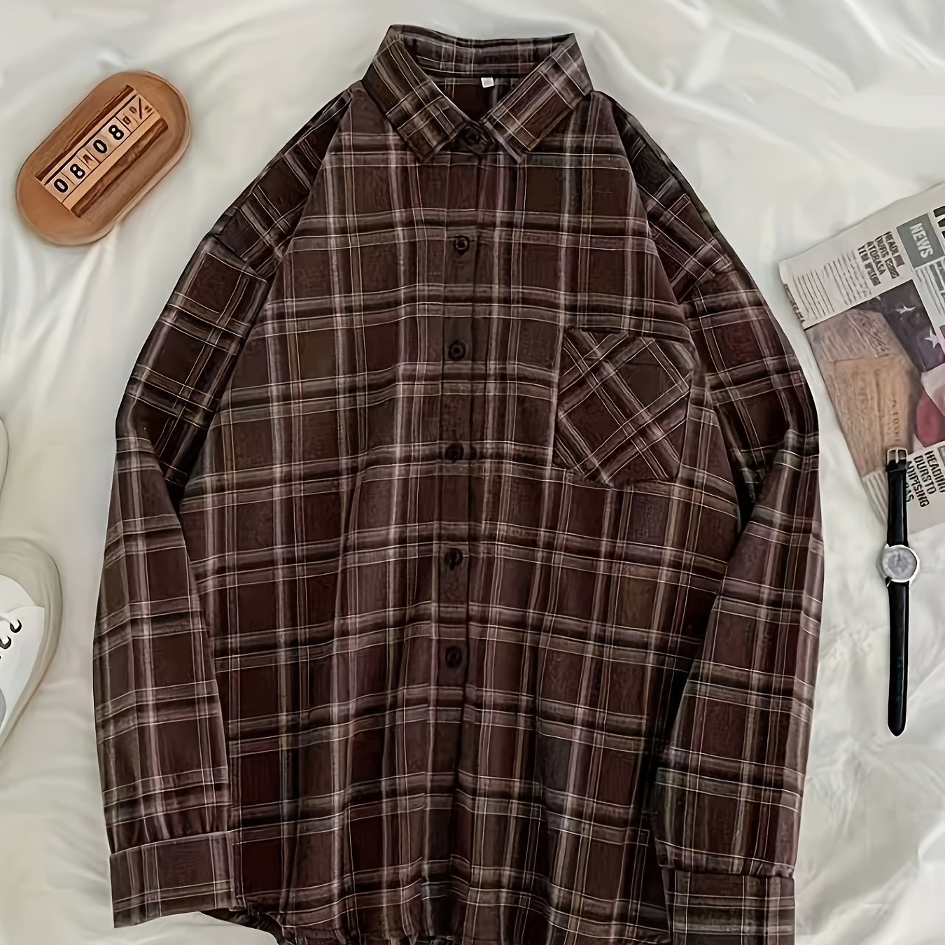 Large Size Women's Vintage Loose Long Sleeve Shirt