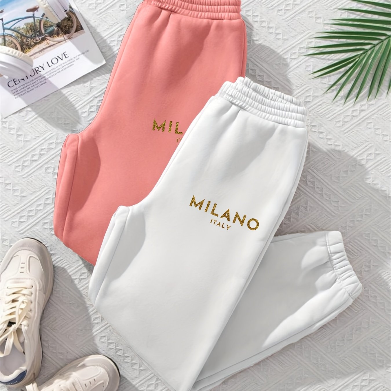 TEMU 2025 Autumn/winter Casual Fashion Letter Print Women's Jogger Pants 2-pack