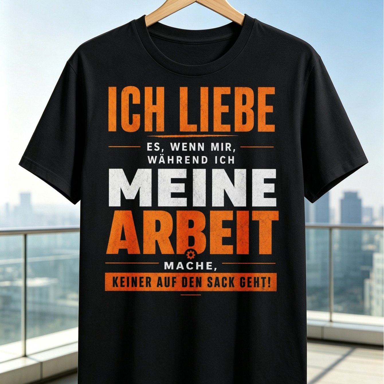 Image of Wenn Mir Wahrend Ich Meine Arbeit Mache Auf Den Sack Geht T-shirt Orange White German Work Humor Text Unisex T-shirt