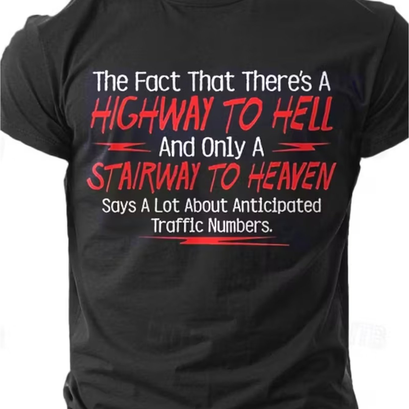 TEMU Men's 100% Cotton T-shirt With Funny Traffic Number Joke Print & Highway Saying - Breathable Casual Loose Fit Short Sleeve Round Neck Tee For