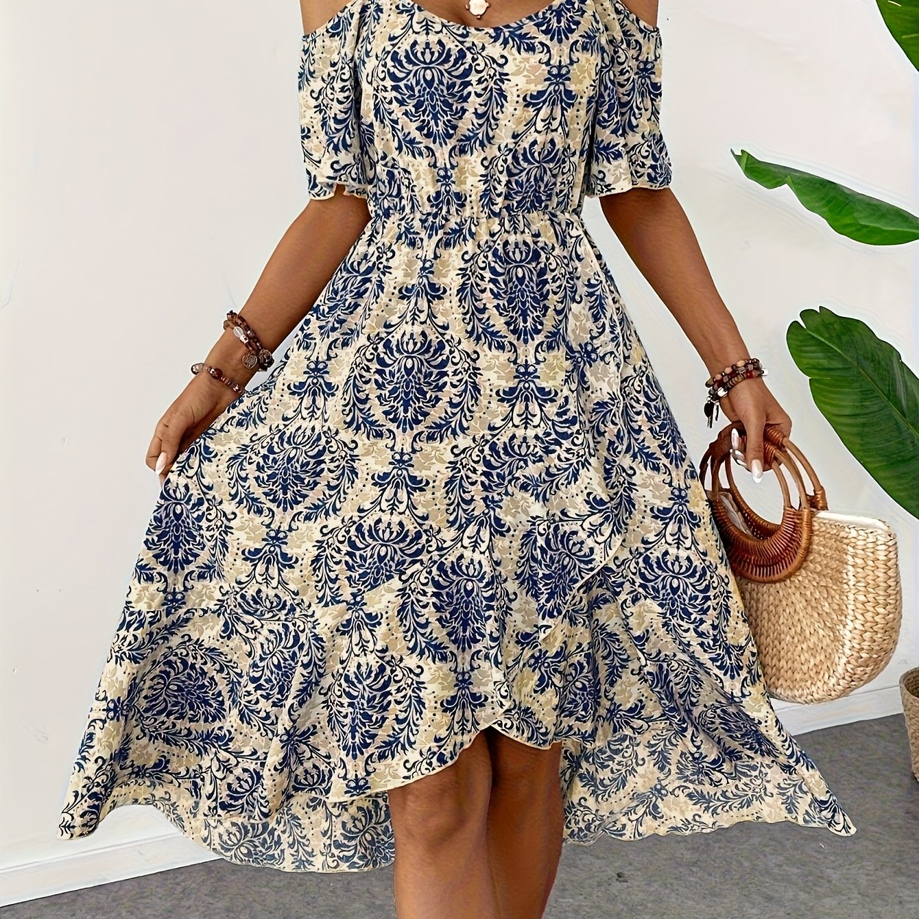 Women's Slim Strap Ruffle Hem Casual Dress