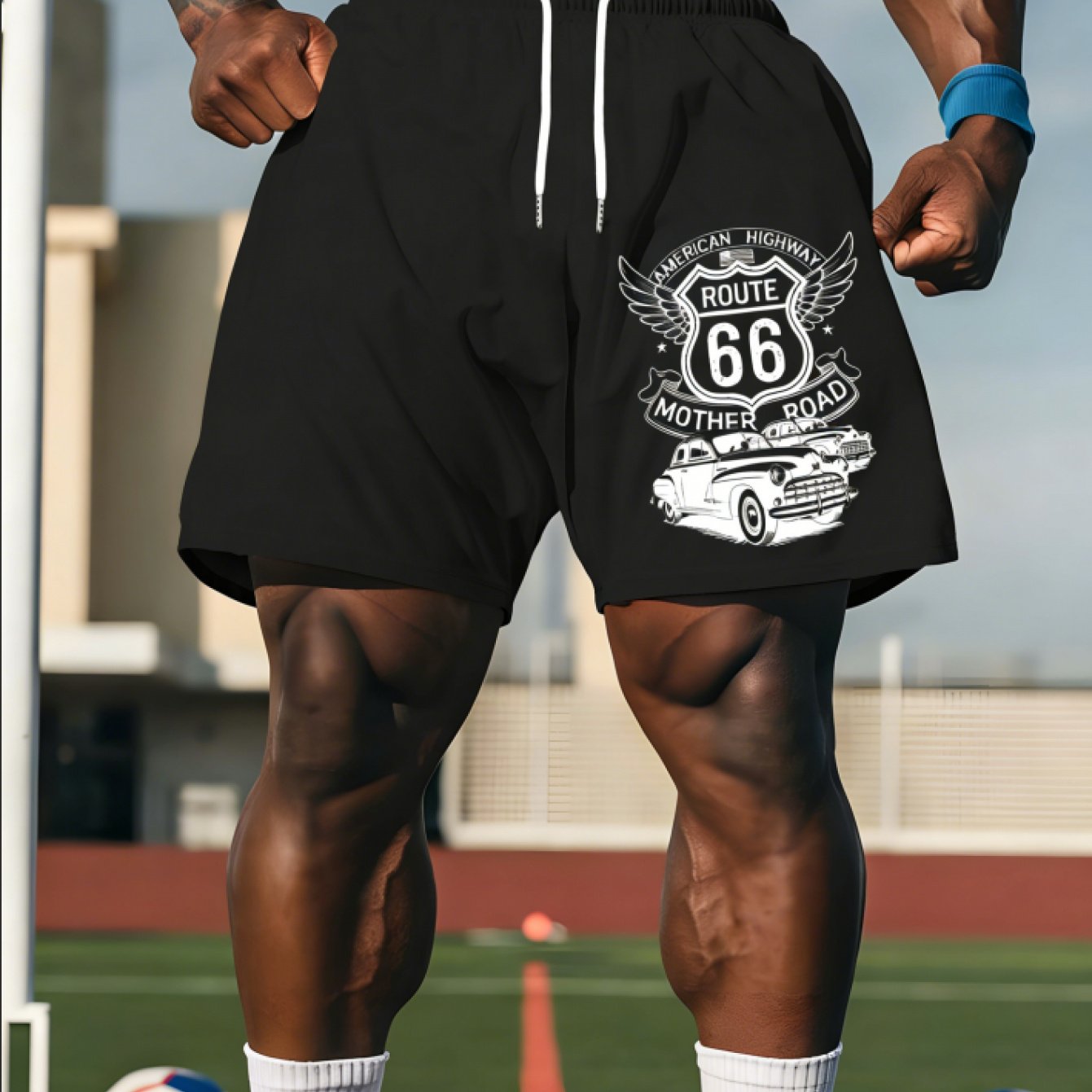 TEMU Mother Of Summer Outdoor Size Shorts Fashionable Trendy Men's Casual Solid Color Drawstring Shorts Suitable For Summer Beach Vacations Plus Size