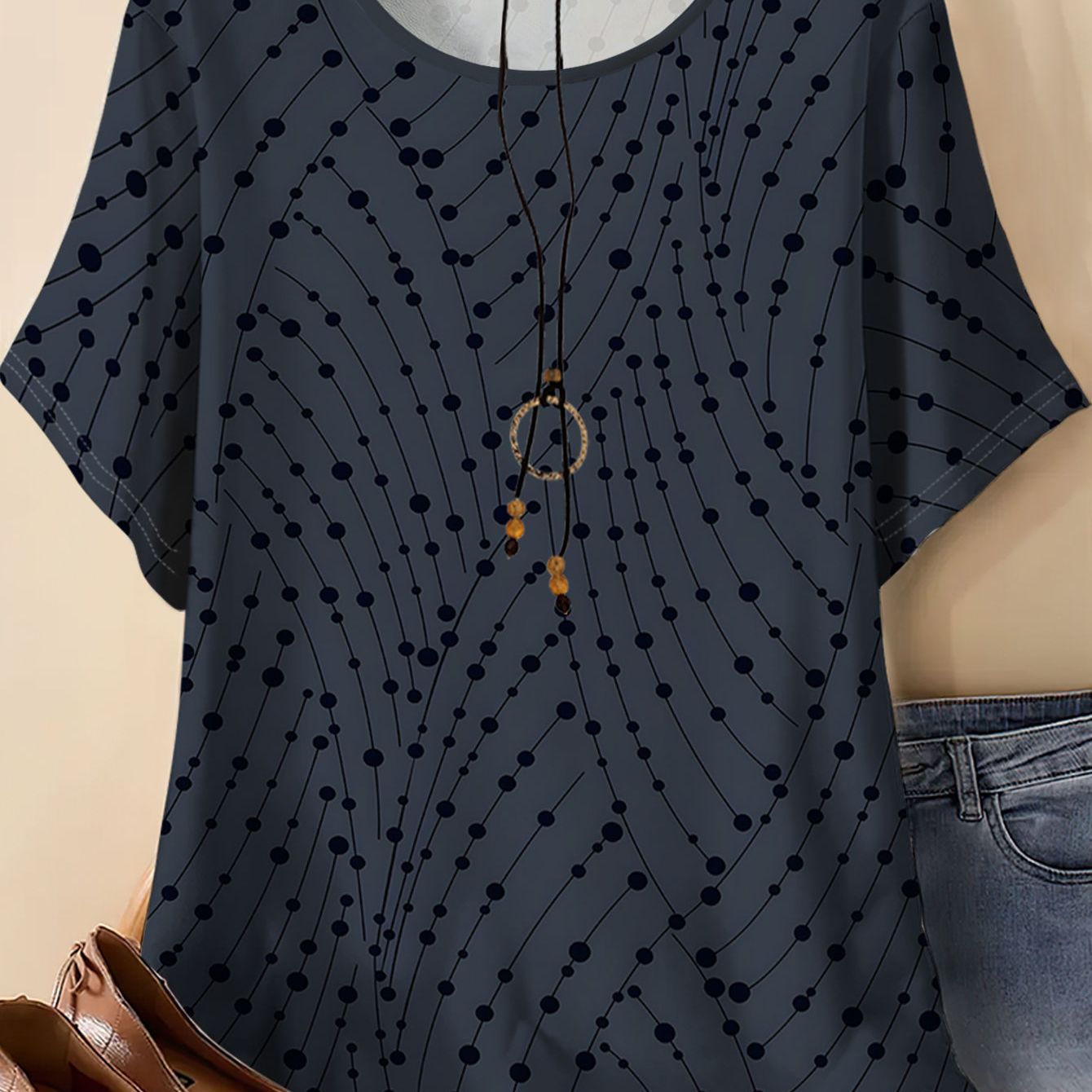 TEMU T-shirt da donna taglie forti , vestibilit� con , maniche corte, nuovo stile estivo, versione coreana, top casual, e versatile, che e copre