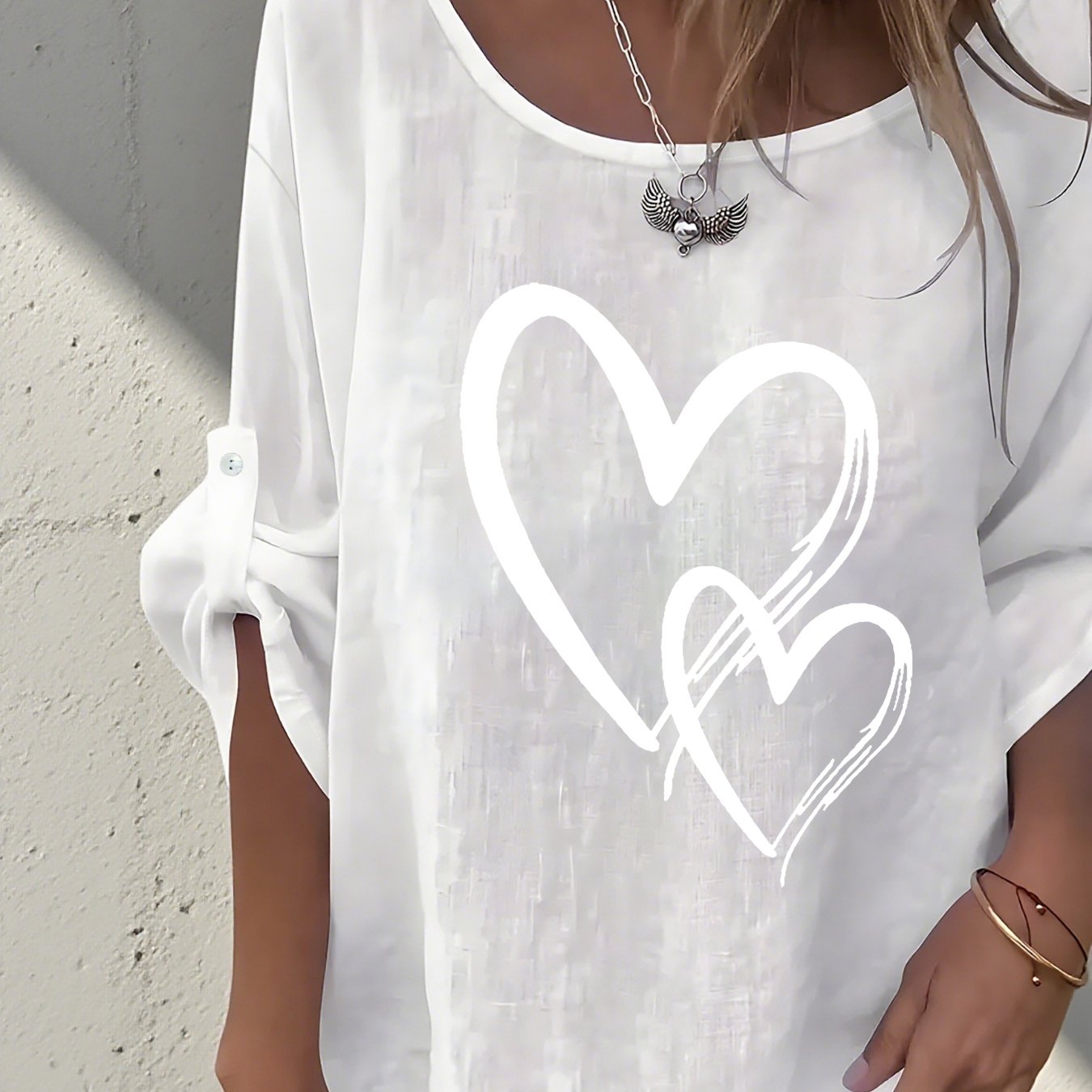 TEMU A Stylish And Creative Printed Long-sleeve Shirt For Women, Featuring A Round Neck. -piece Women's Shirt Is Perfect For Elegant Parties And Is