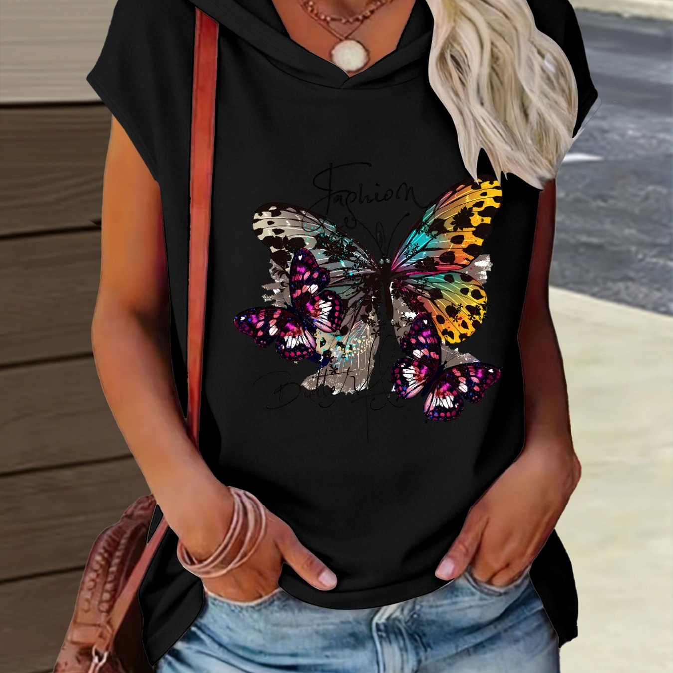 TEMU 1pc Print Hoodie, Fashion Casual Design Loose Fit Comfortable All-match Style Summer New Y2k Women's Casual Athletic Top, Elegant Trendy