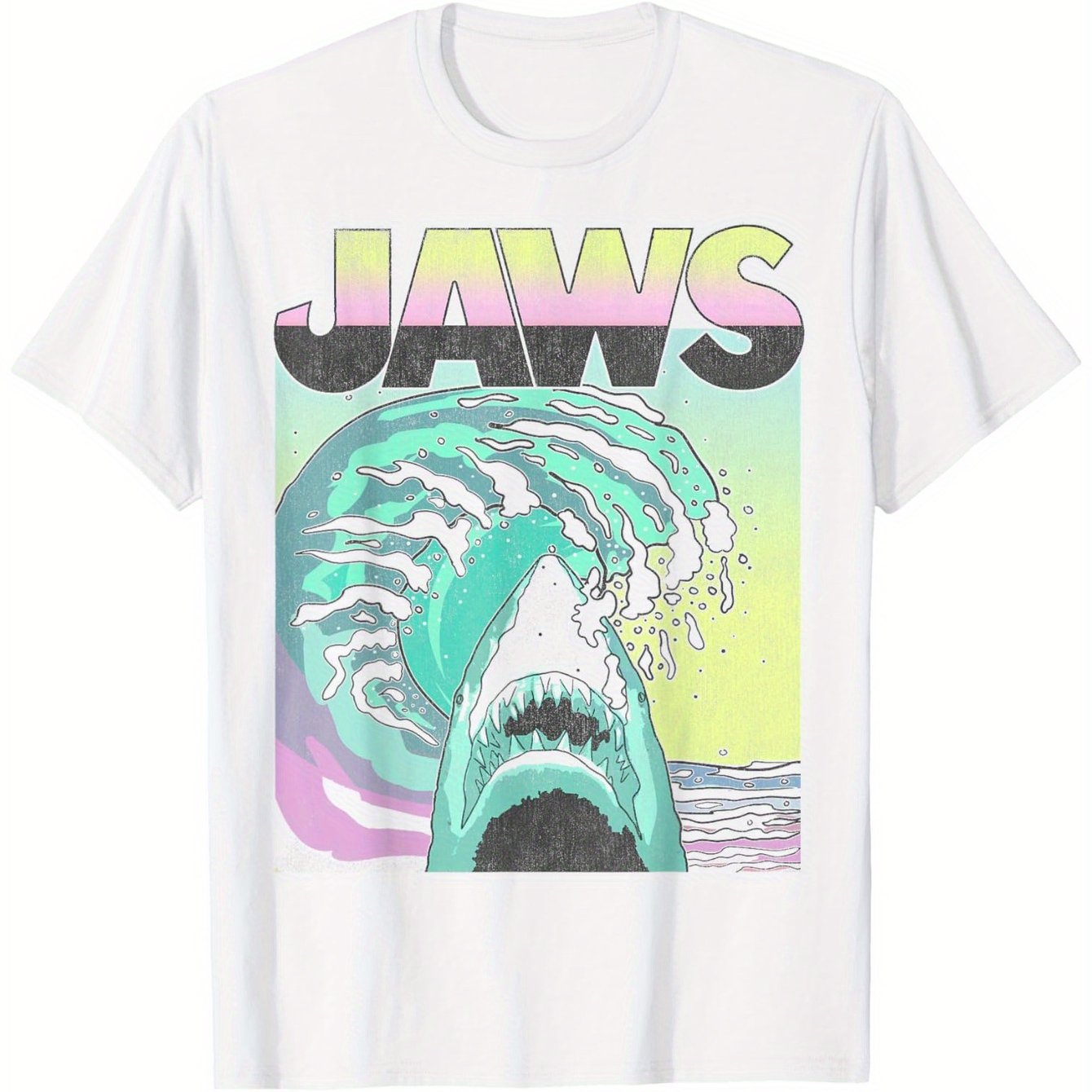 TEMU Retro Wave Poster T-shirt, Fashionable Cotton Top Short Sleeve, Short T-shirt, Comfortable Suitable For Men's T-shirt, Crew Collar T-shirt, Super Soft, Breathable, Moisture Absorbent, Men's Gift